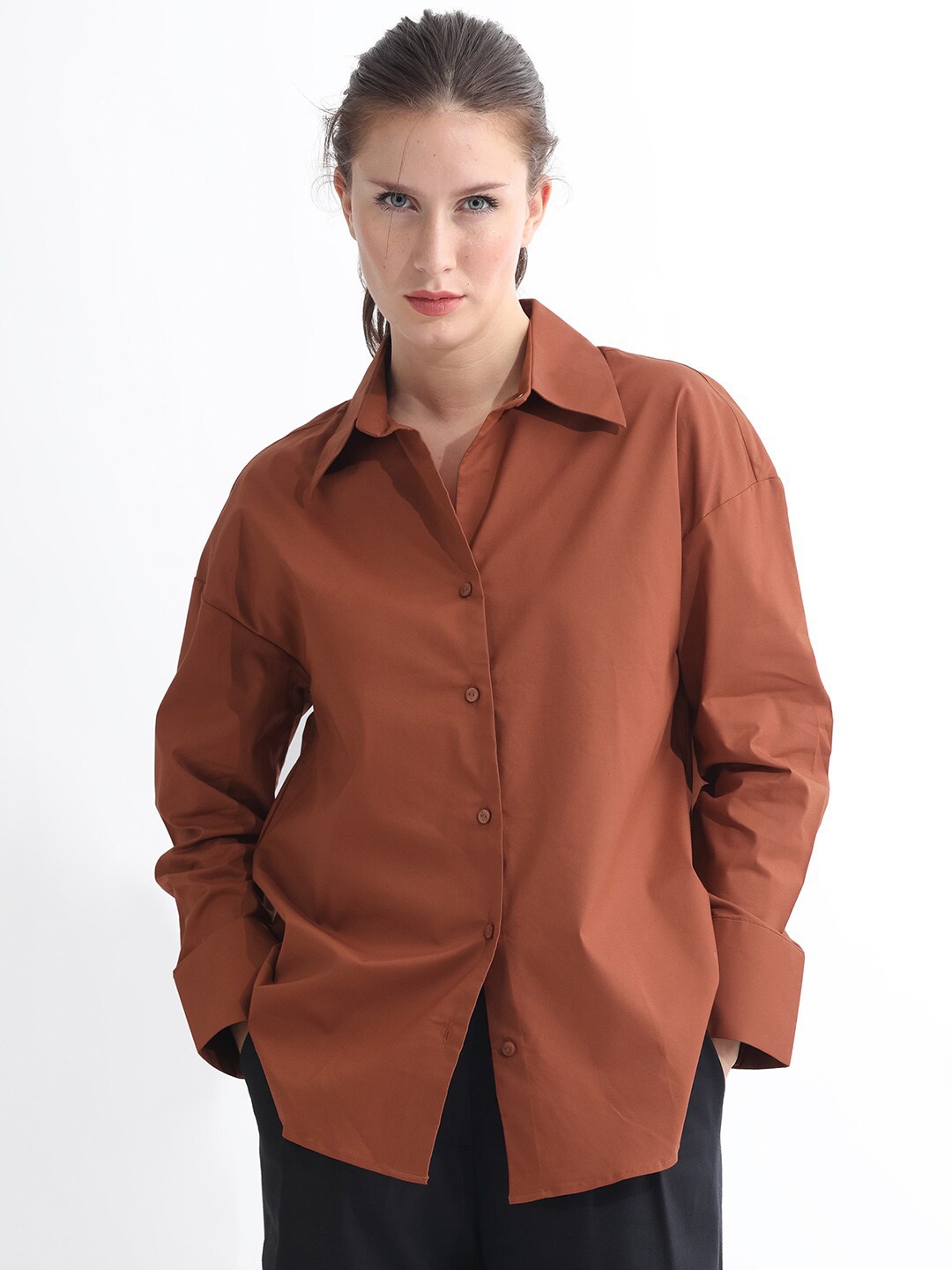 

RAREISM Cotton Slim Fit Casual Shirt, Orange