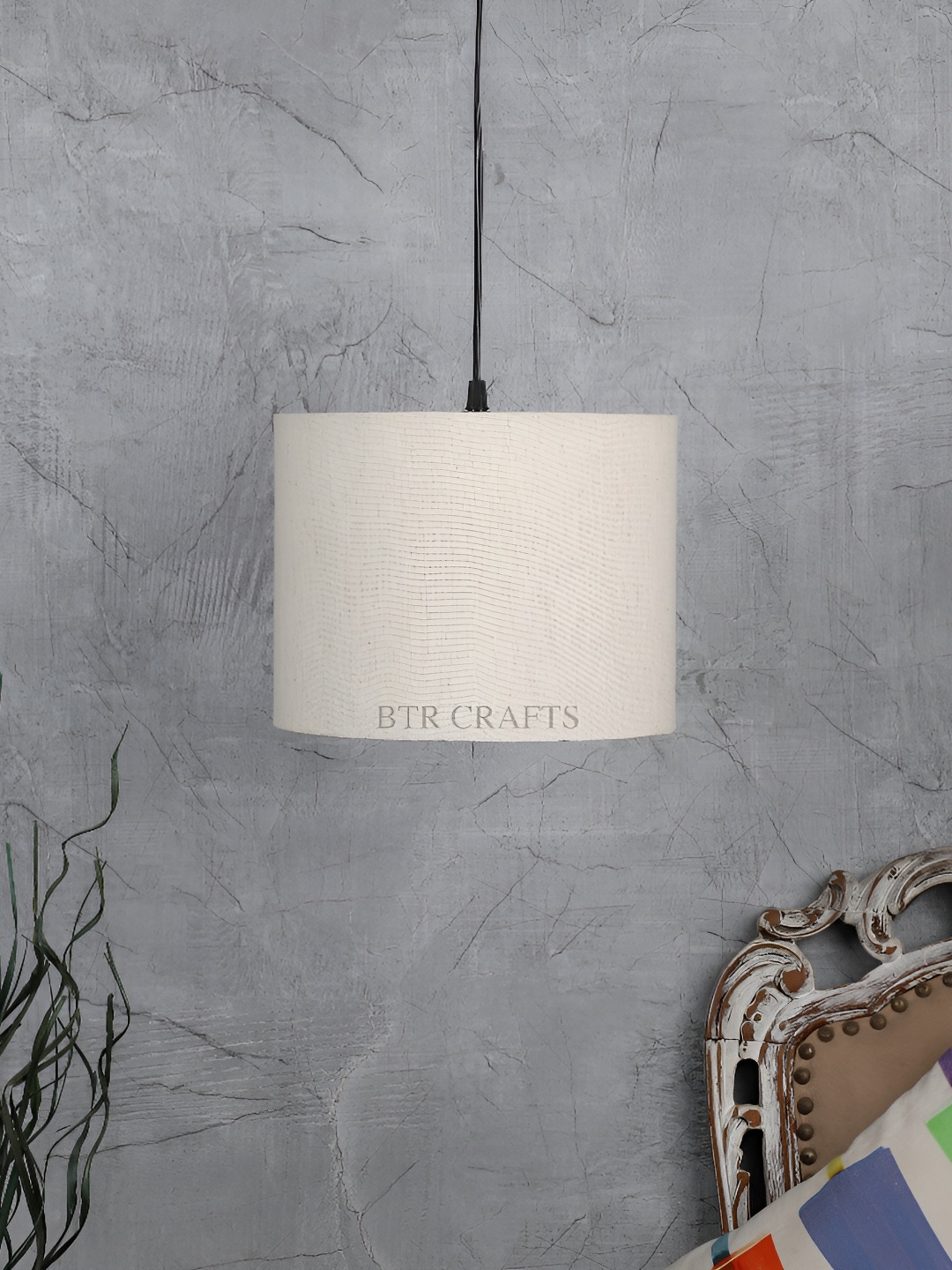 

BTR CRAFTS Off White Textured Cylindrical shaped Contemporary Ceiling Lamp