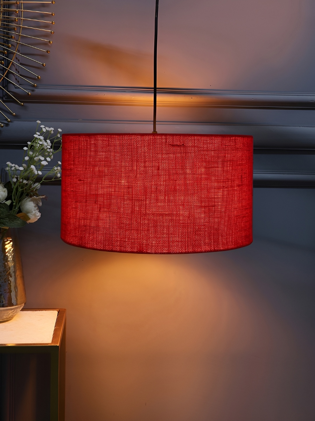 

BTR CRAFTS Red Textured Cylindrical shaped Contemporary Ceiling Lamp