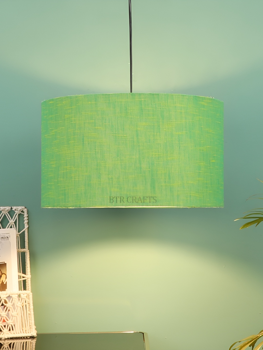 

BTR CRAFTS Green & Black Textured Cylindrical shaped Contemporary Ceiling Lamp