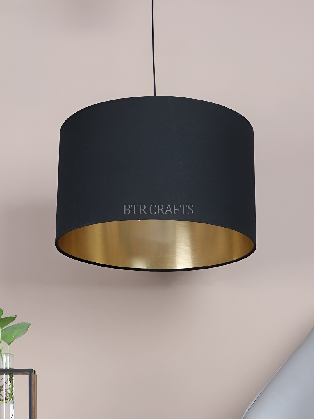 

BTR CRAFTS Black & Gold Toned Cylindrical Ceiling Lamp