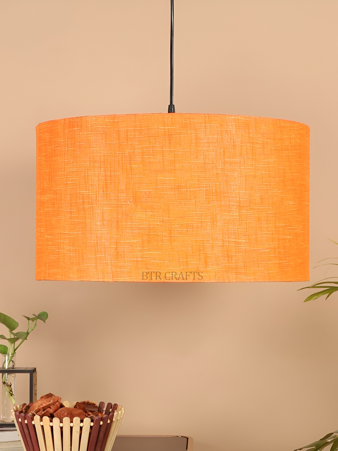 

BTR CRAFTS Orange & Black Textured Cylindrical shaped Contemporary Ceiling Lamp