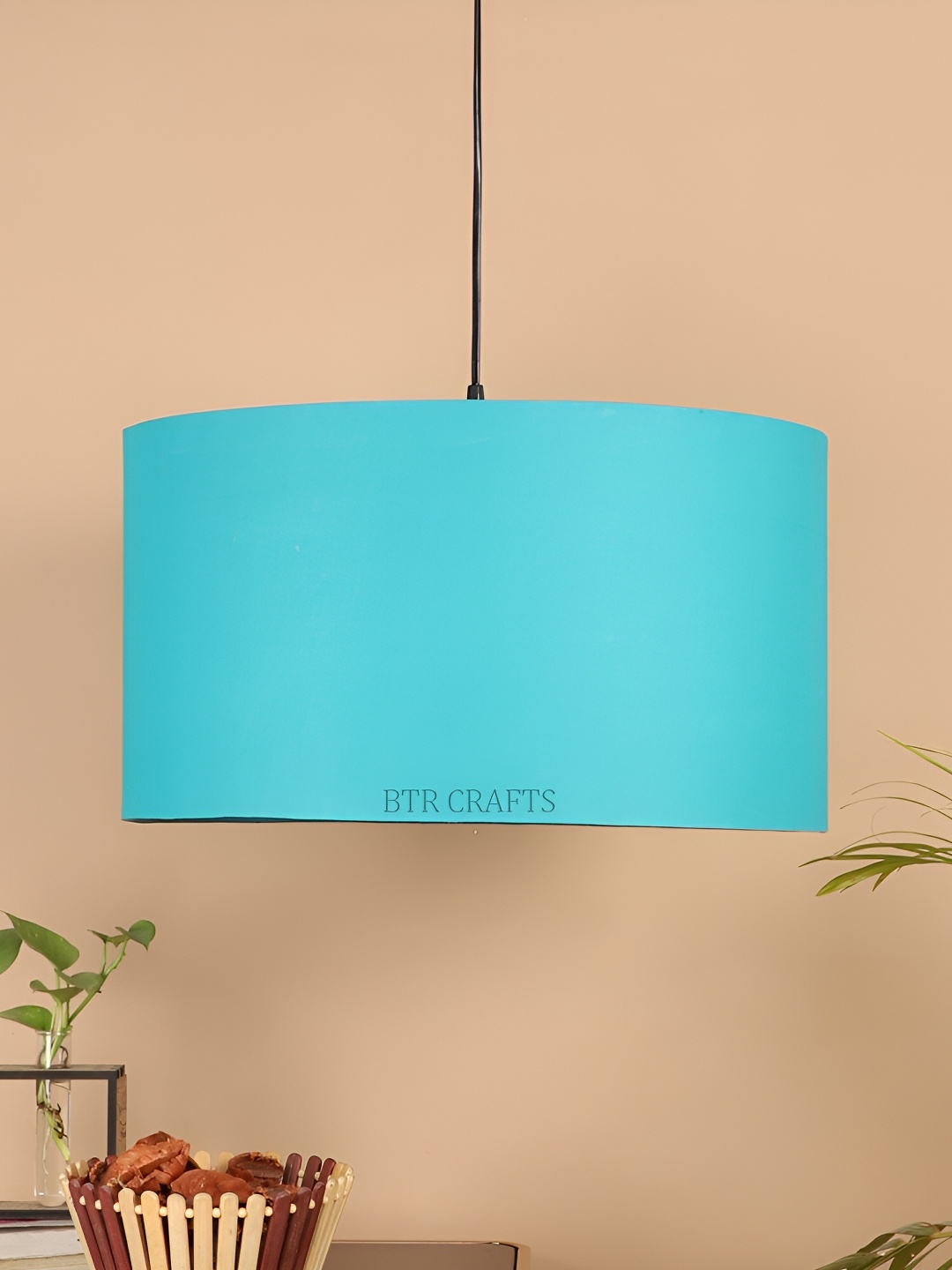 

BTR CRAFTS Teal Blue Cylindrical shaped Contemporary Ceiling Lamp