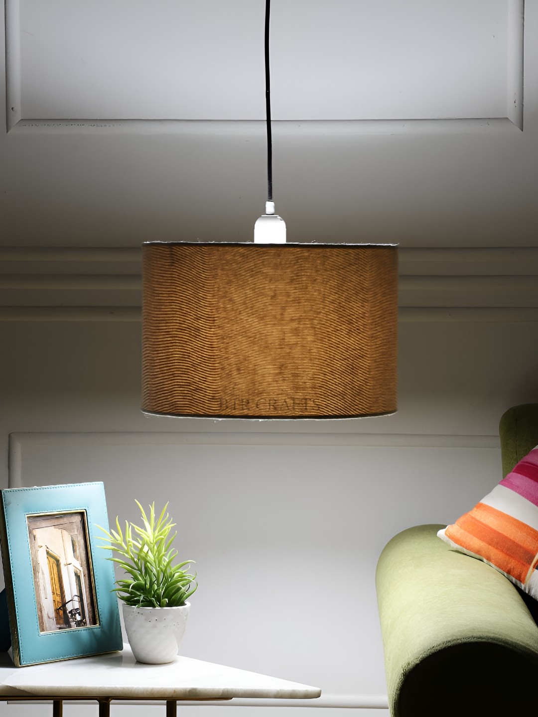 

BTR CRAFTS Beige Textured Cylindrical shaped Contemporary Ceiling Lamp