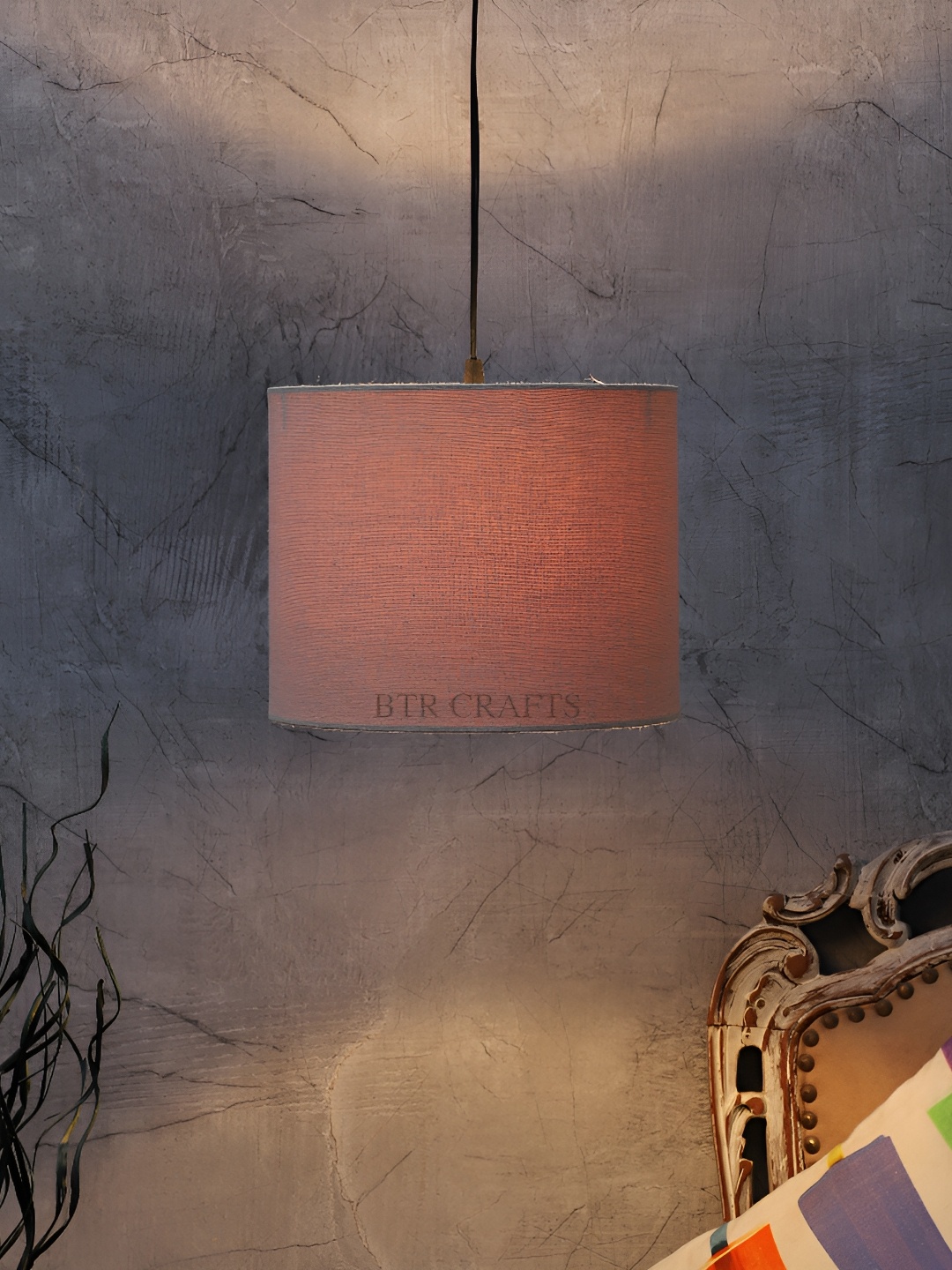 

BTR CRAFTS Beige Textured Cylindrical Shaped Contemporary Ceiling Lamp