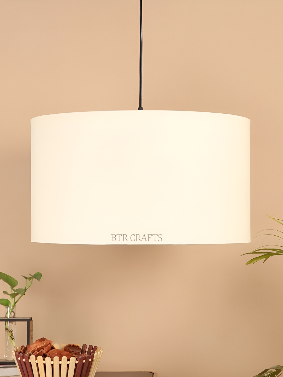 

BTR CRAFTS Cream Toned Cylindrical Shaped Contemporary Ceiling Lamp