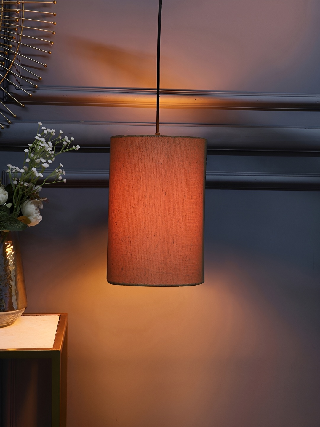 

BTR CRAFTS Off White Textured Cylindrical Shaped Contemporary Ceiling Lamp