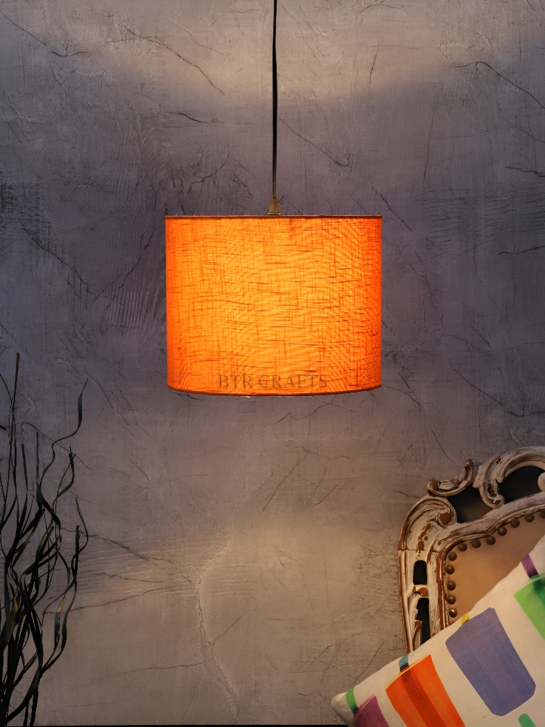 

BTR CRAFTS Orange Textured Cylindrical Shaped Contemporary Ceiling Lamp