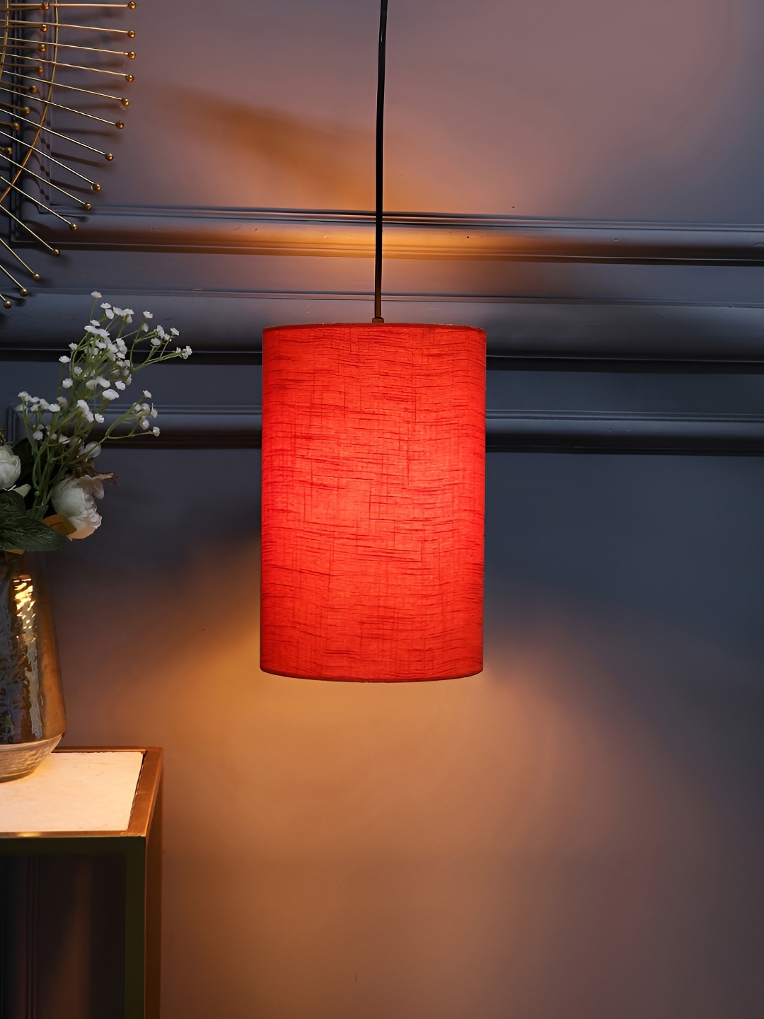 

BTR CRAFTS Red Textured Cylindrical Shaped Contemporary Ceiling Lamp