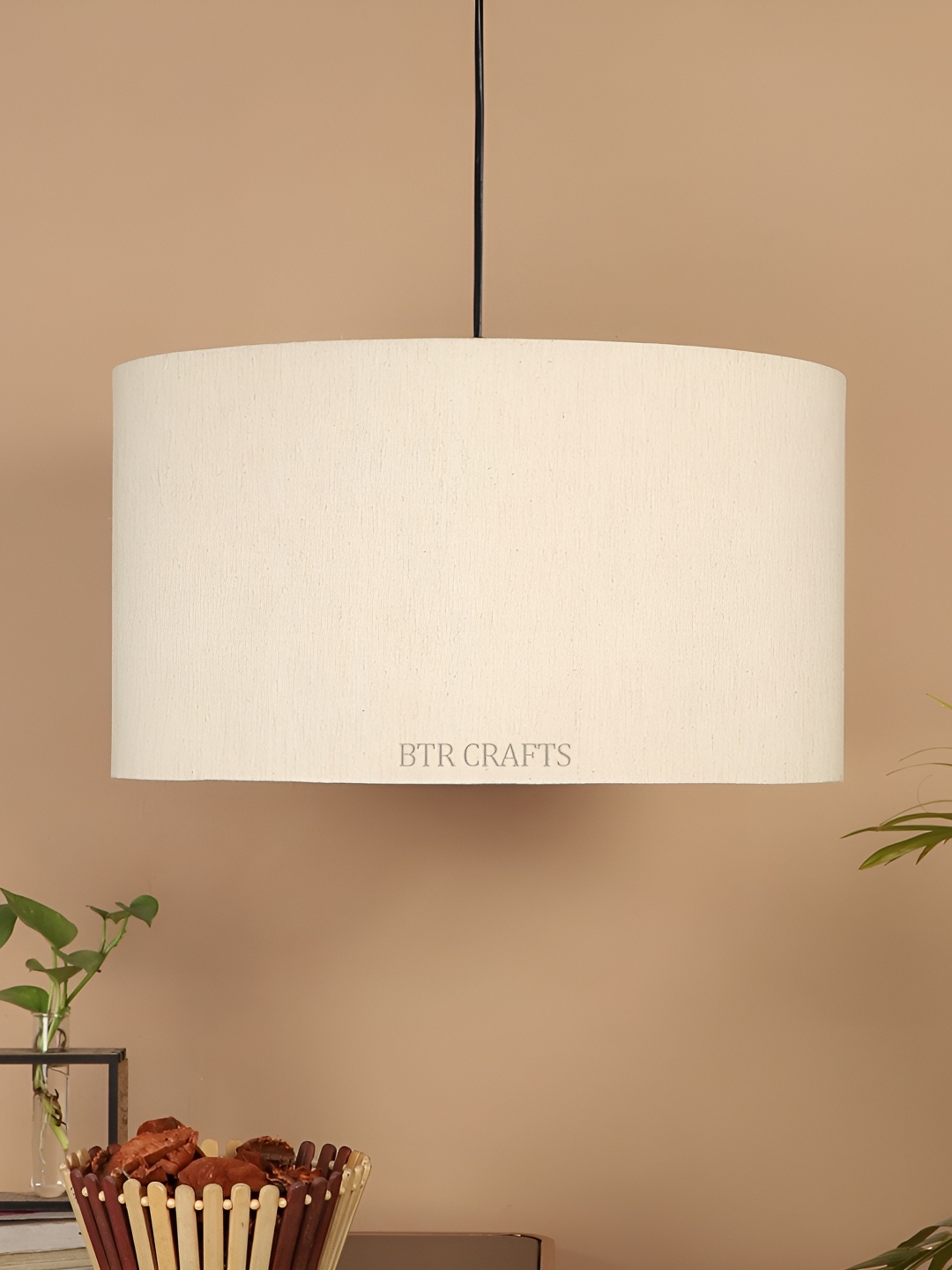 

BTR CRAFTS Off White Textured Cylindrical Shaped Contemporary Ceiling Lamp