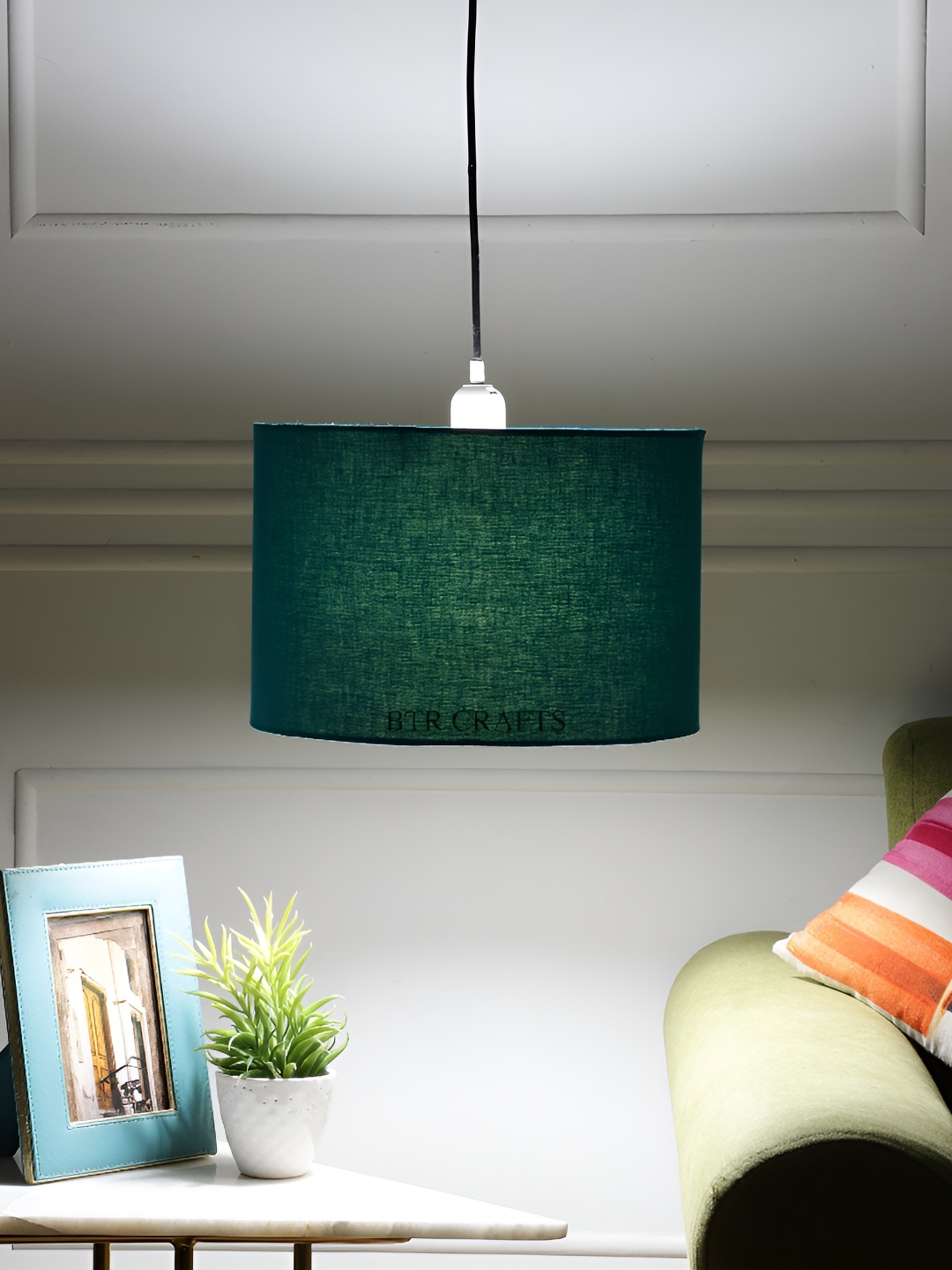 

BTR CRAFTS Teal Blue Cylindrical Shaped Contemporary Ceiling Lamp