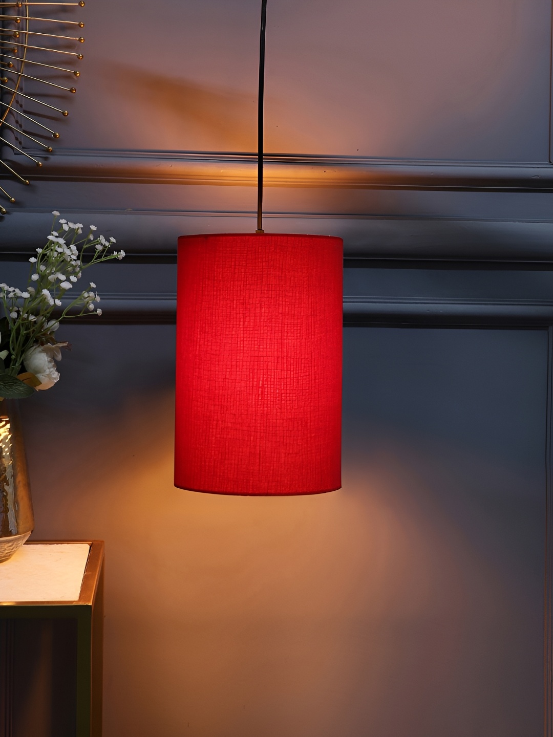 

BTR CRAFTS Red Textured Cylindrical Shaped Contemporary Ceiling Lamp