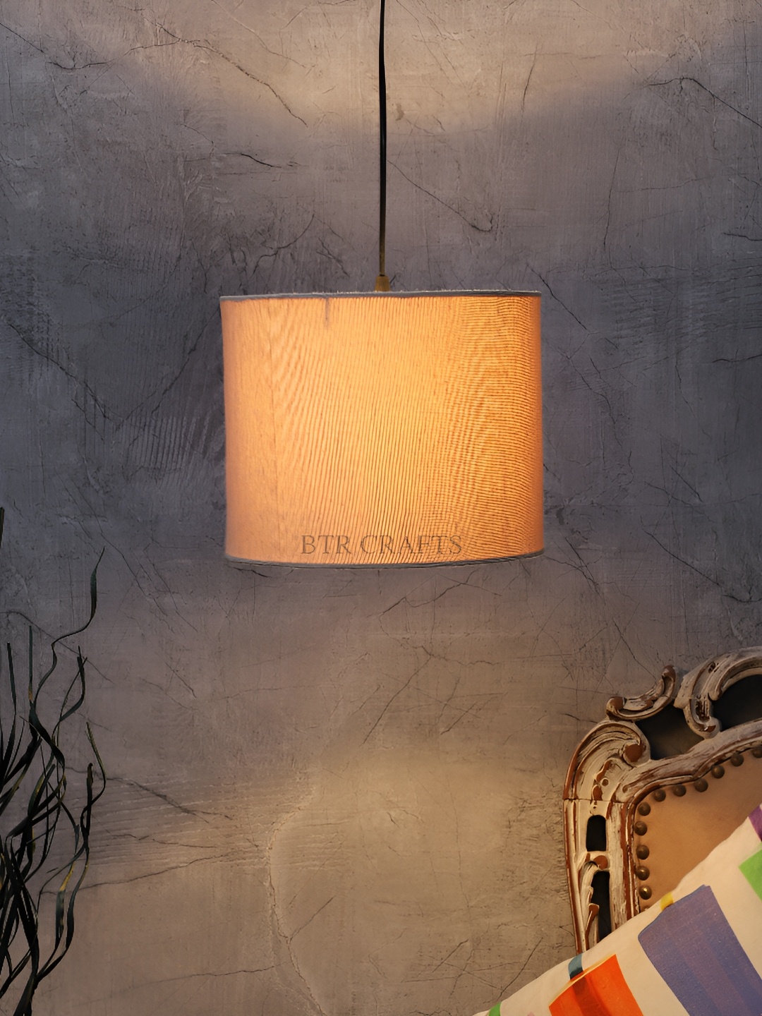 

BTR CRAFTS Khaki Textured Cylindrical Shaped Contemporary Ceiling Lamp