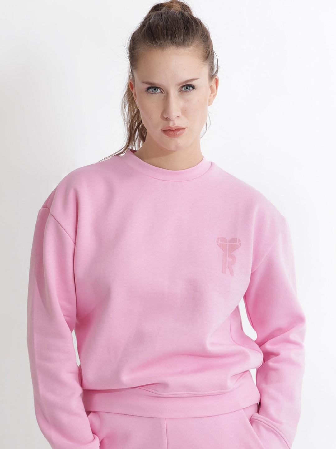

RAREISM Round Neck Cotton Sweatshirt, Pink