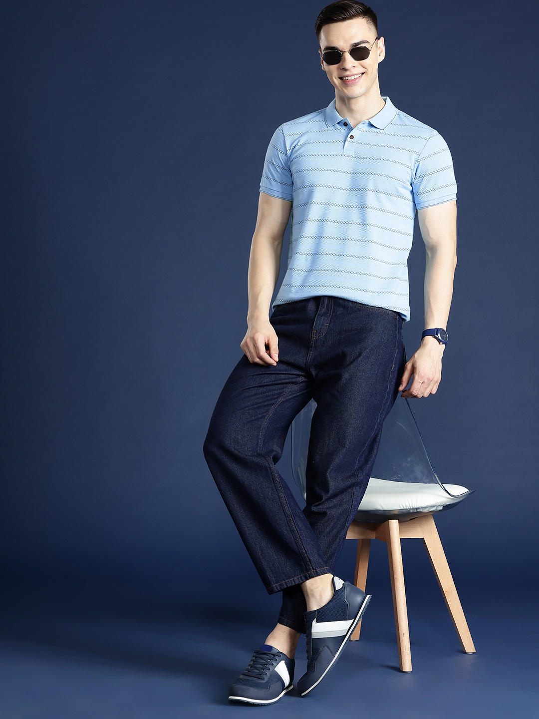 

Mast & Harbour Men Polo Collar T-shirt, Turquoise blue