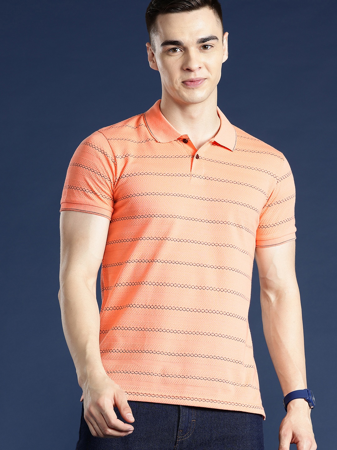 

Mast & Harbour Men Polo Collar T-shirt, Coral