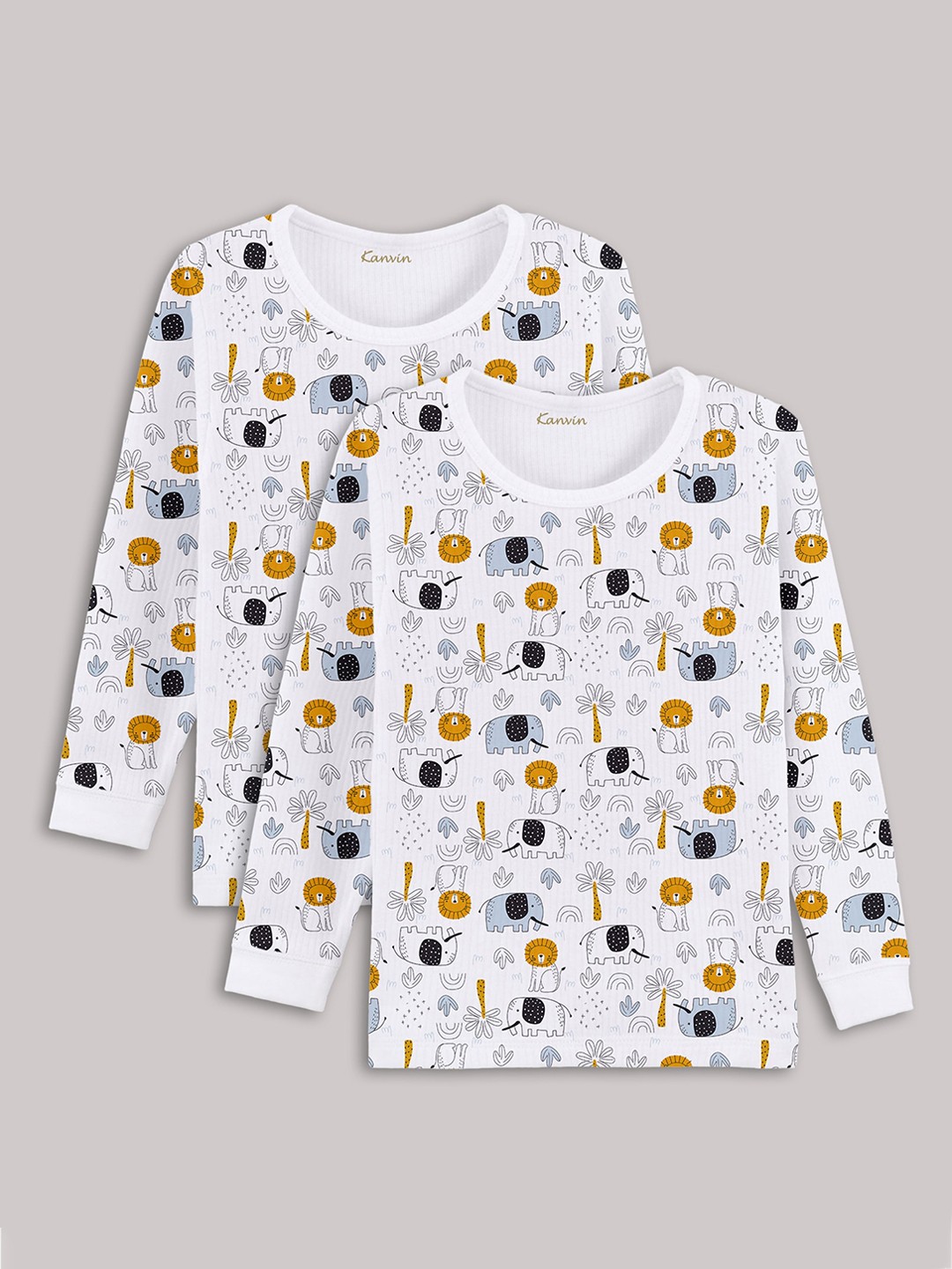 

Kanvin Girls White Pack Of 2 Printed Thermal Tops