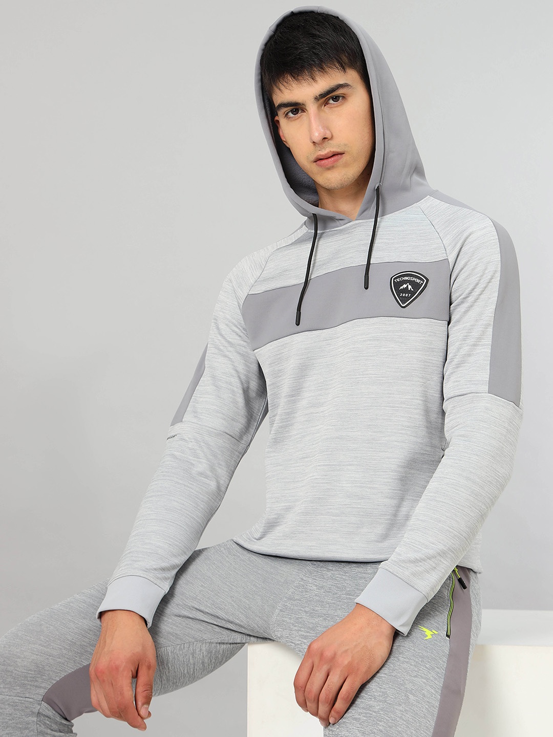 

Technosport Hooded Lightweight Antimicrobial Sporty Jacket, Grey melange