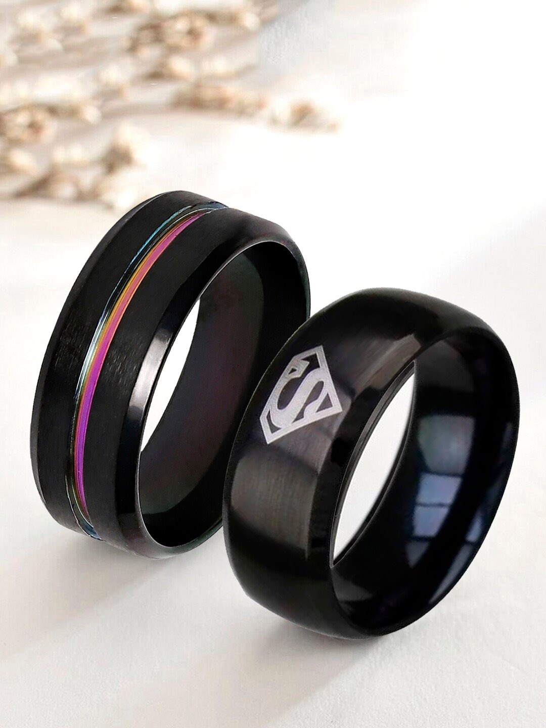 

OOMPH Pack Of 2 Finger Ring, Black