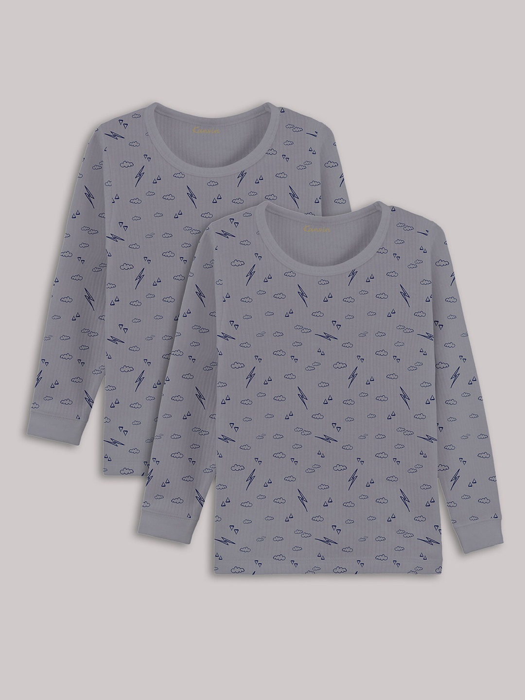 

Kanvin Boys Pack Of 2 Printed Thermal Tops, Grey