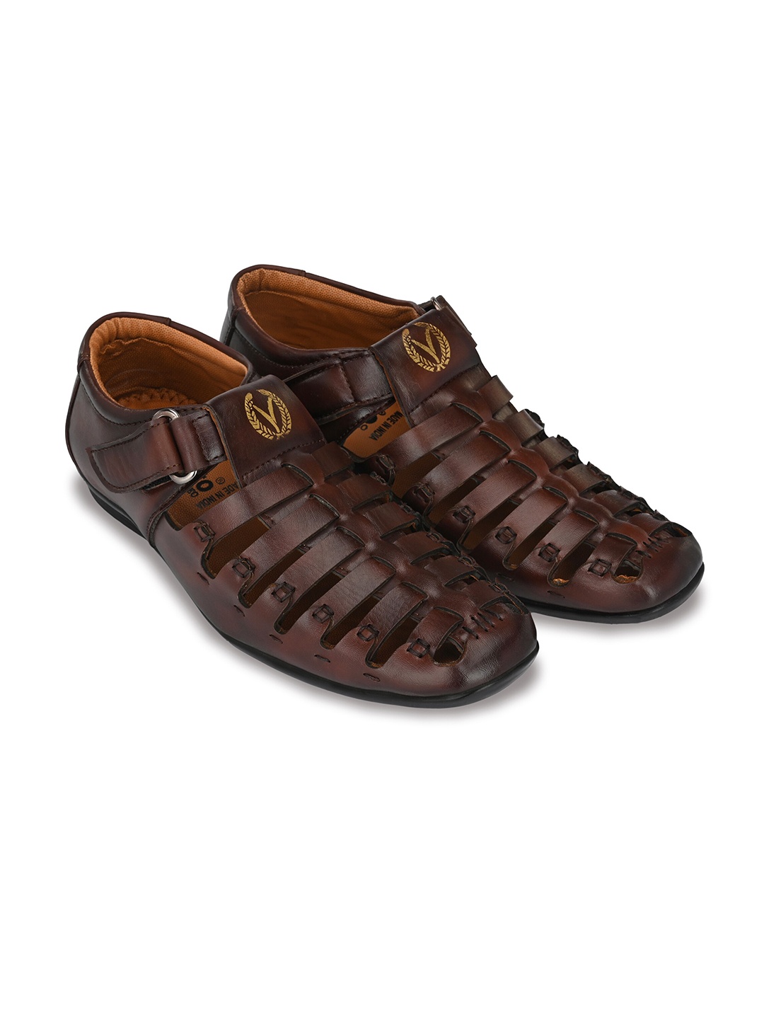 

Vellinto Men BOLD Textured Fisherman Sandals, Brown