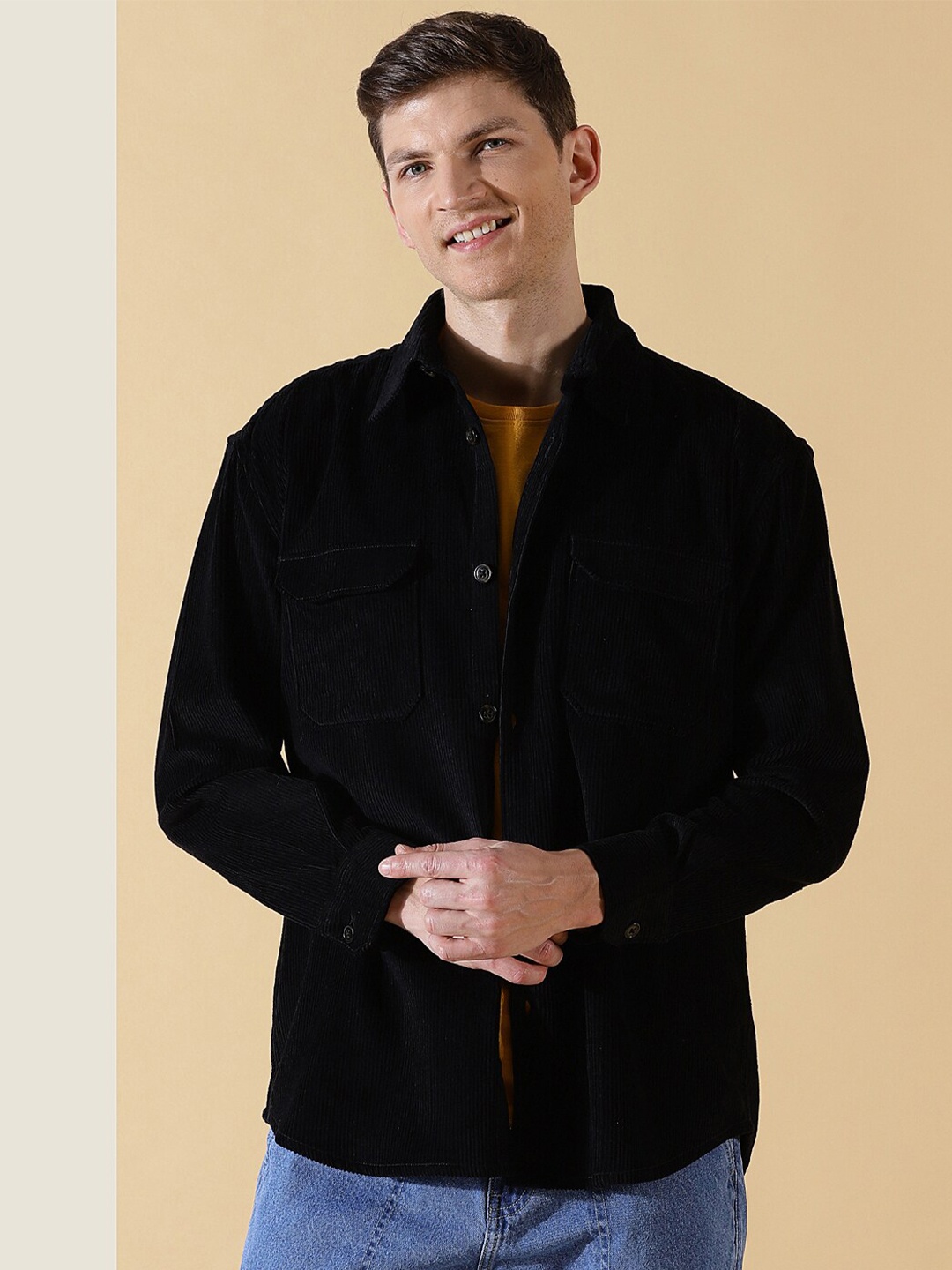 

Thomas Scott Premium Corduroy Oversized Shackets, Black