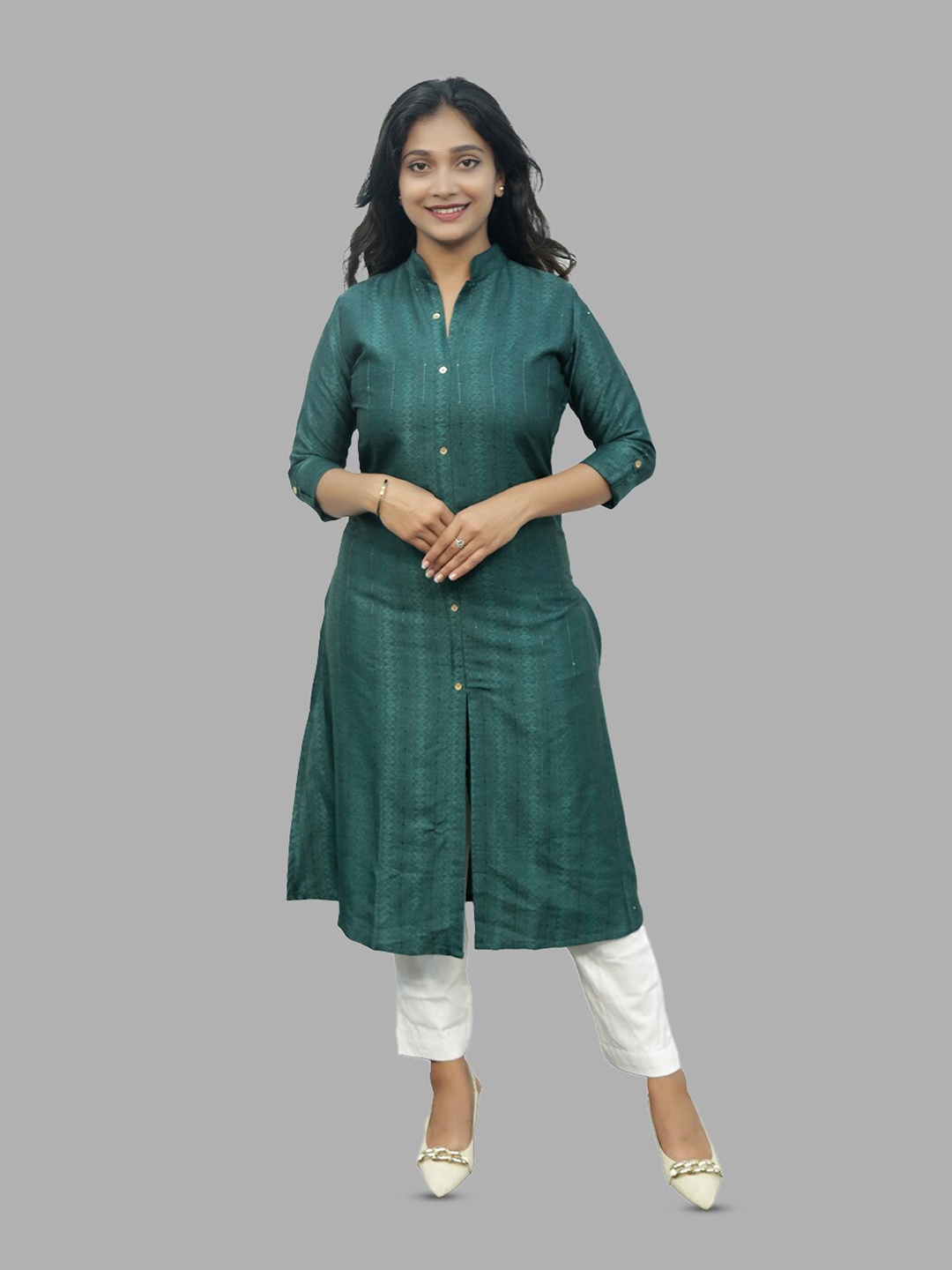 

PUSHKARA Striped Straight Kurta, Green