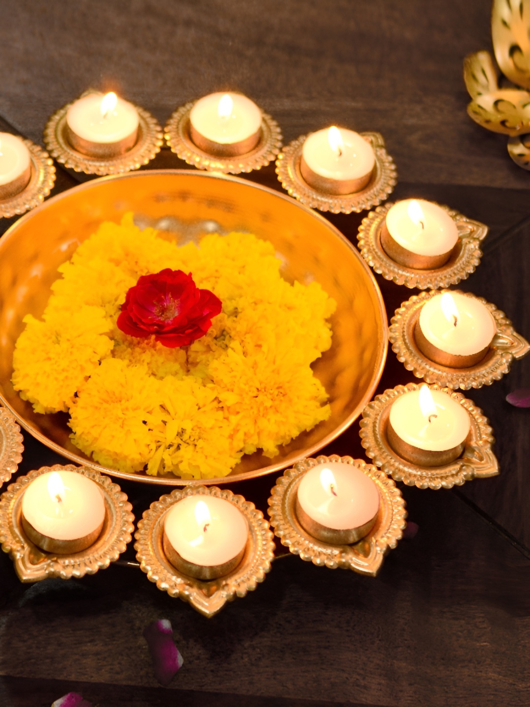 

CaratWala Gold Toned Brass Urli Decorative Bowls