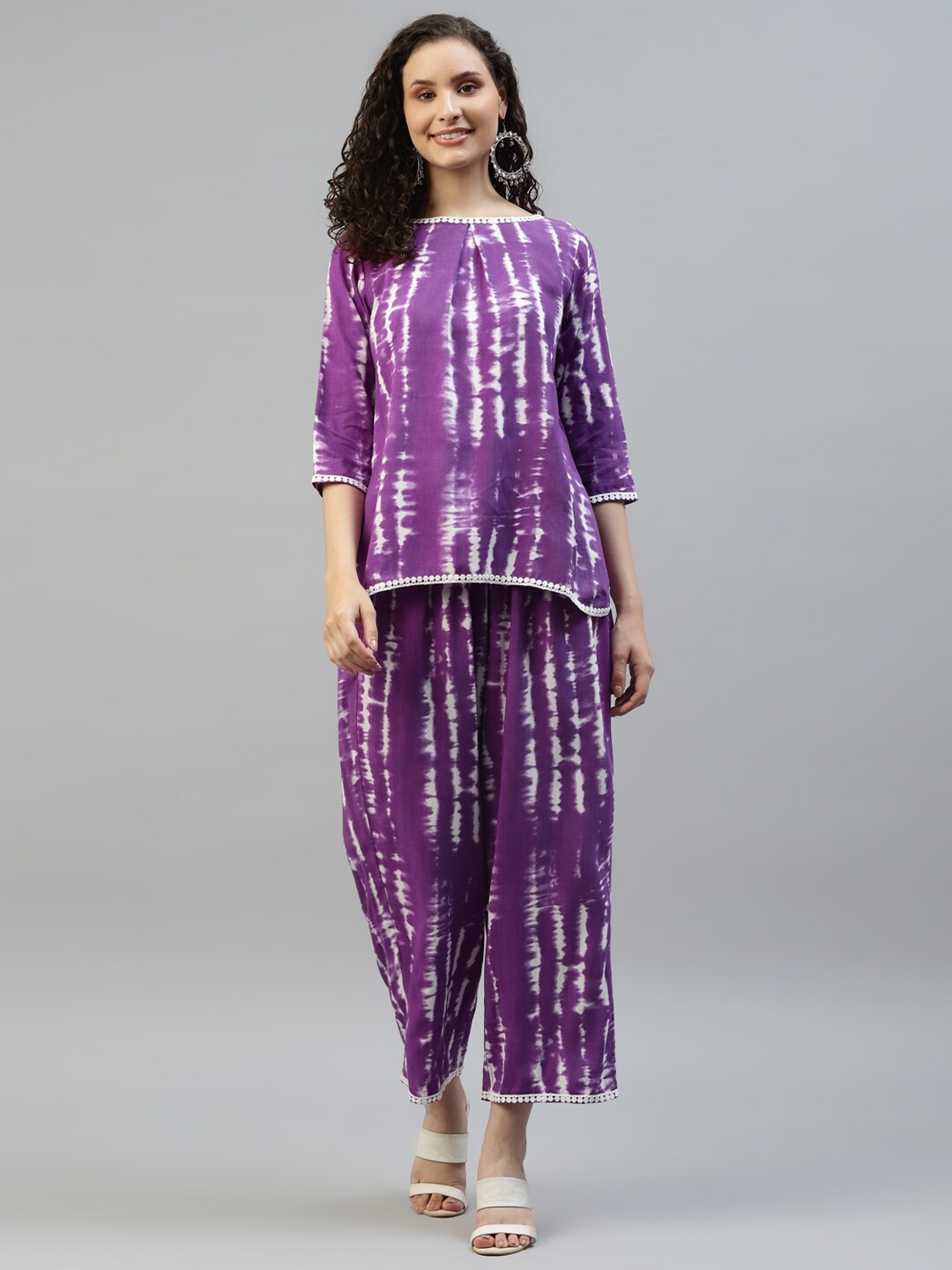 

DEEBACO Tie Dye Boat Neck Co-Ord, Lavender