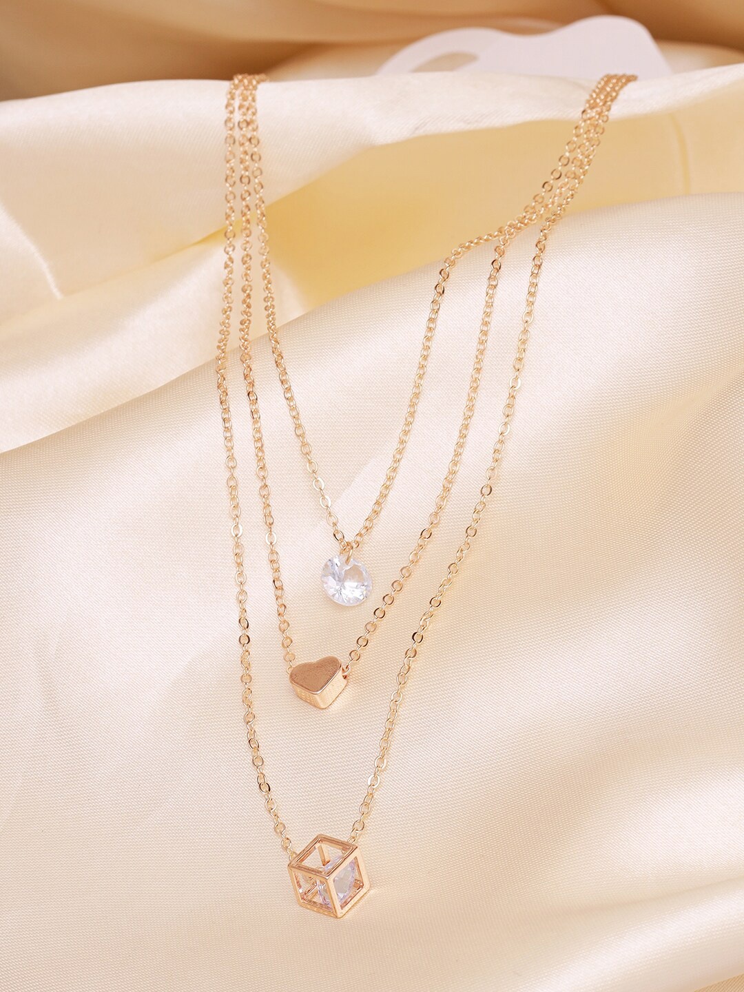 

Ayesha Gold-Plated Stone Studded Heart Shaped Layered Necklace