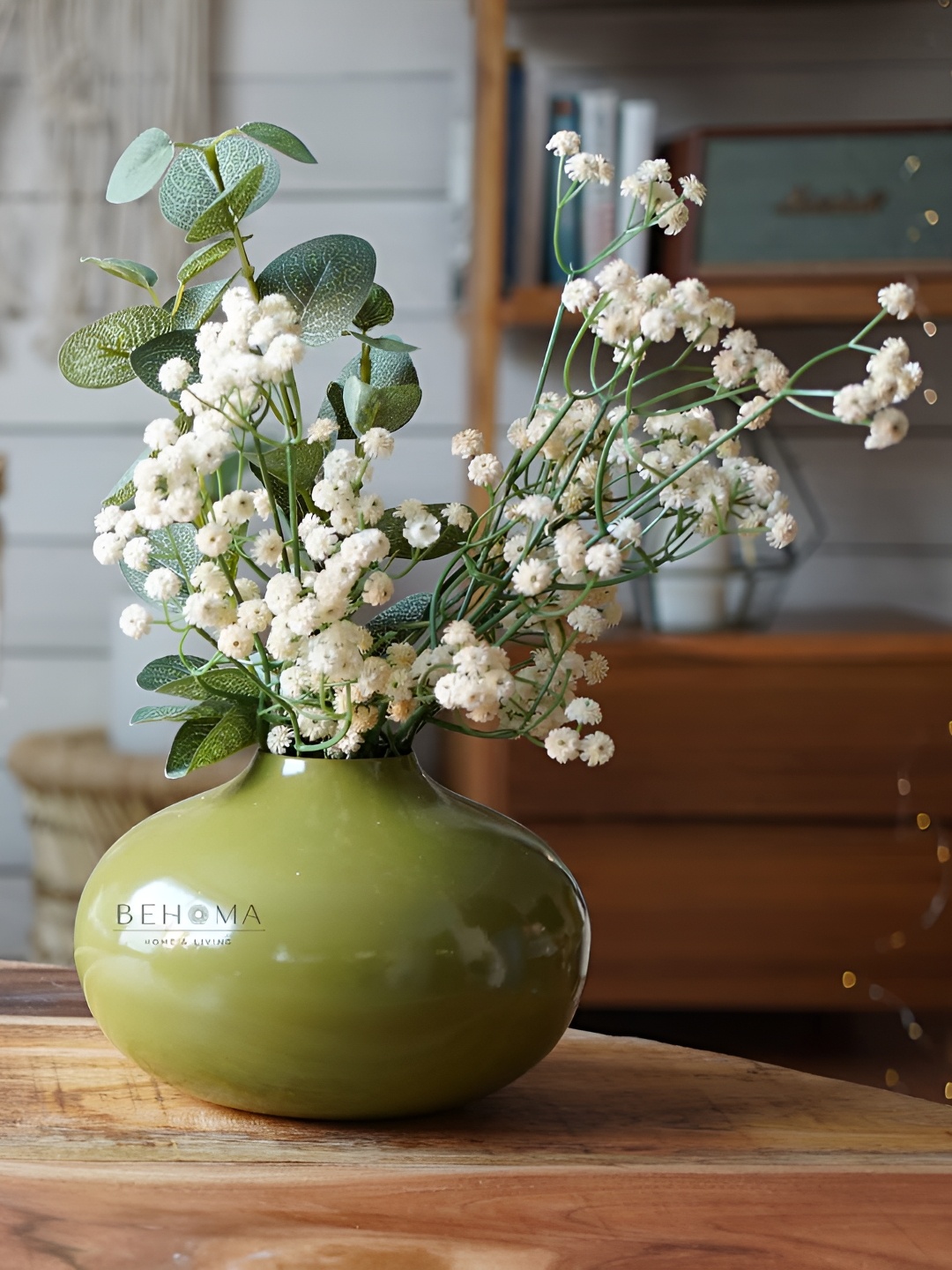 

BEHOMA Olive Green Metal Medium Bud Flower Vase
