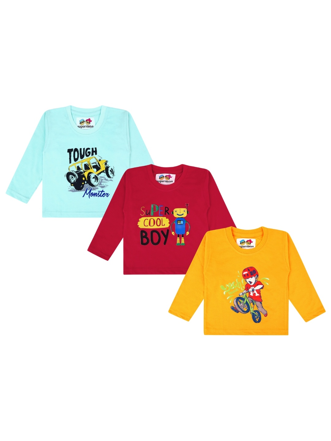 

Superminis Boys Pack Of 3 Graphic Printed T-shirt, Yellow