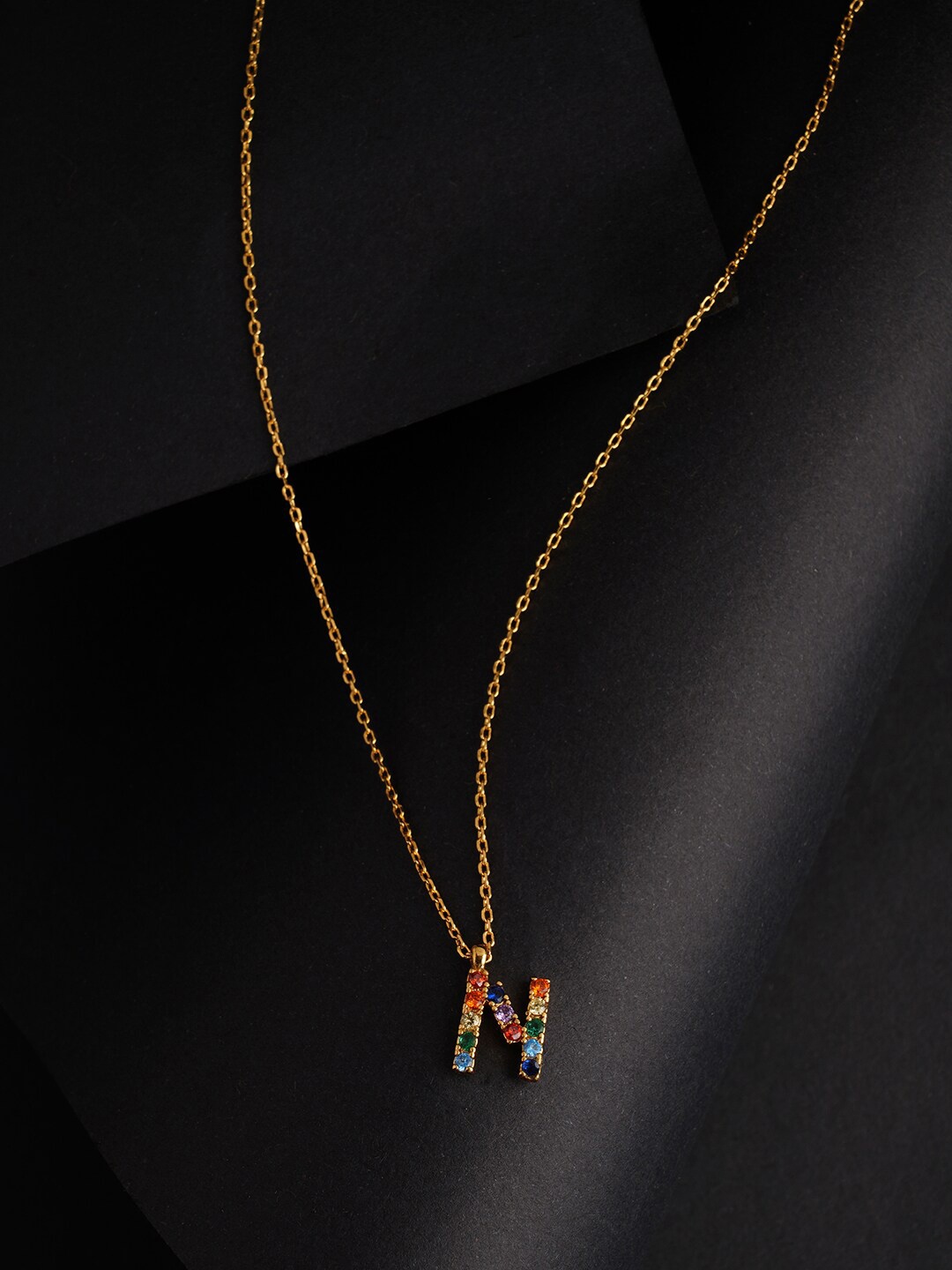 

Accessorize Gold Plated N Rainbow Initial Pendant With Chain