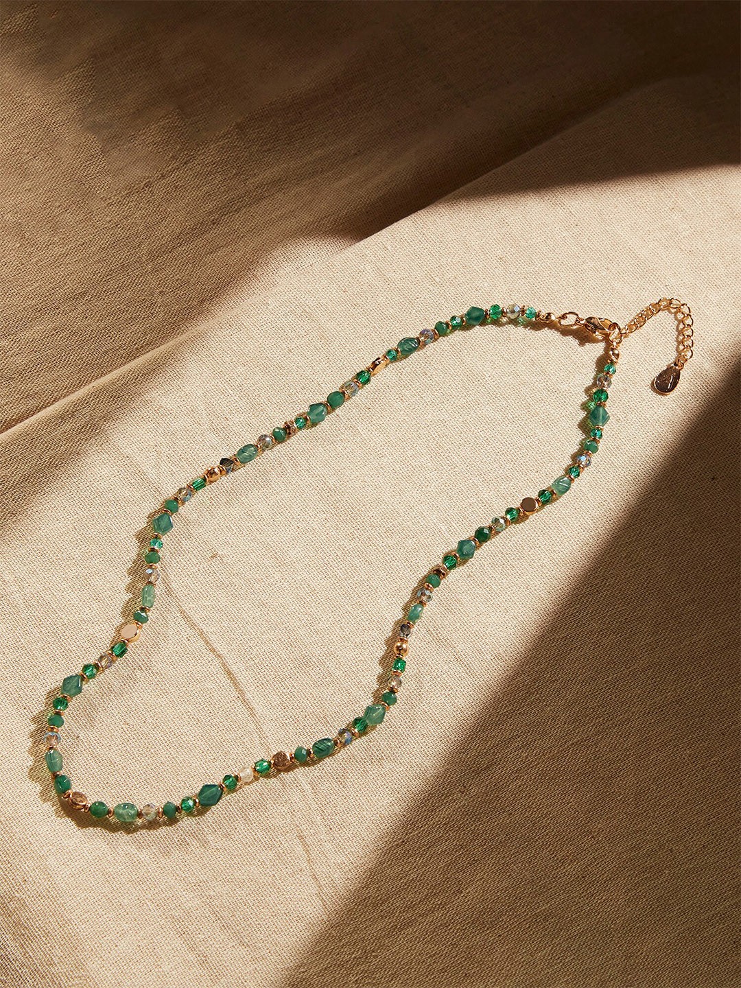 

Accessorize Gold-Plated Beaded Necklace, Green