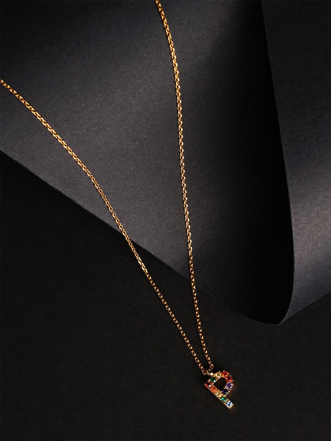 

Accessorize London Women 14K Gold Plated P Rainbow Initial Pendant