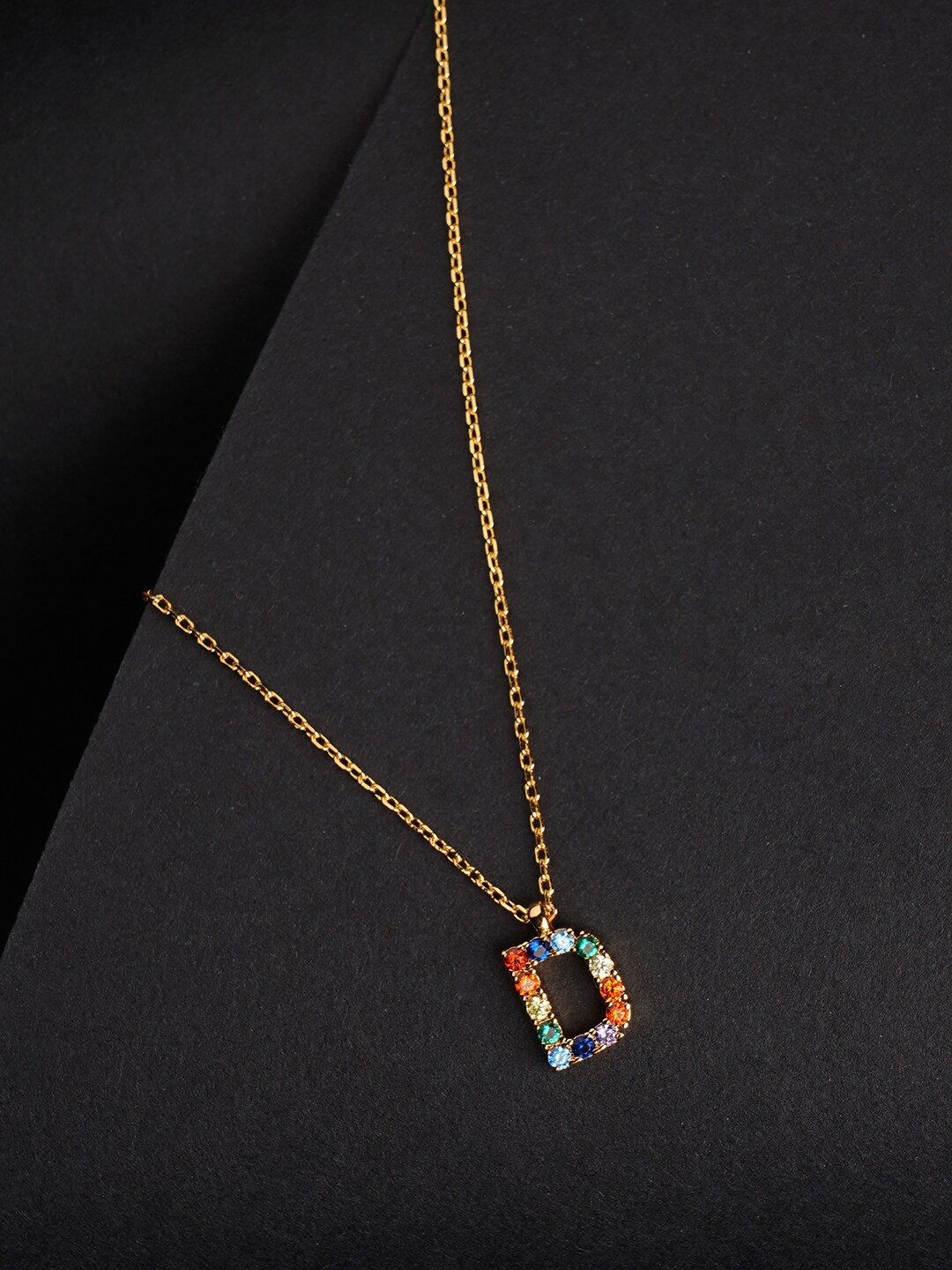 

Accessorize London 14K Gold Plated "D" Rainbow Initial Pendant For Women
