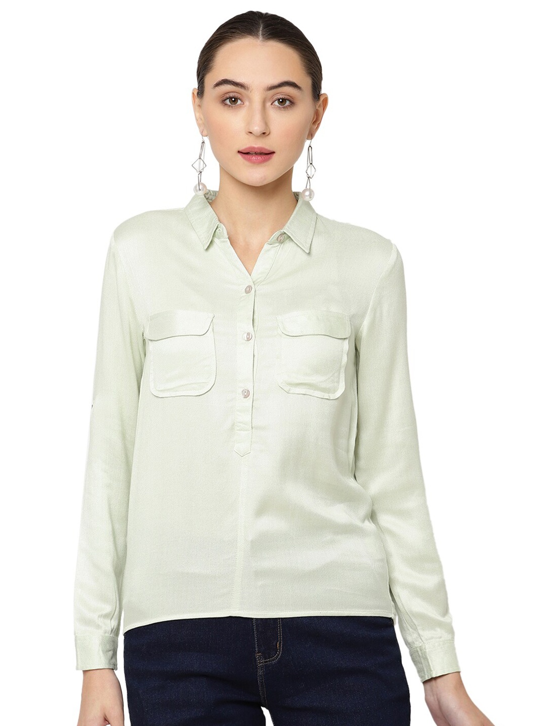 

SAVI Long Sleeves Style Shirt Top, Green