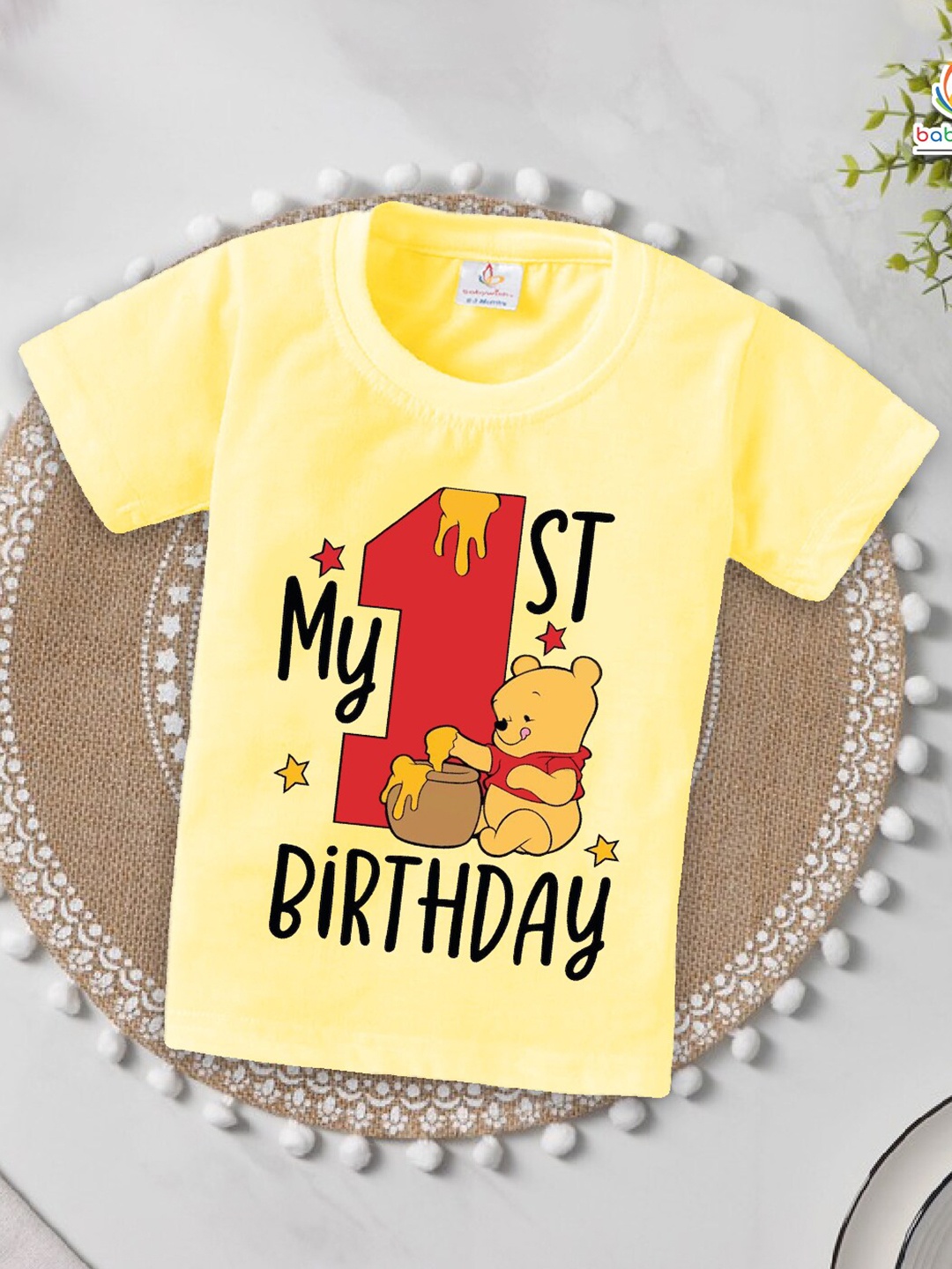 

Babywish Kids Graphic Printed Cotton T-shirt, Yellow