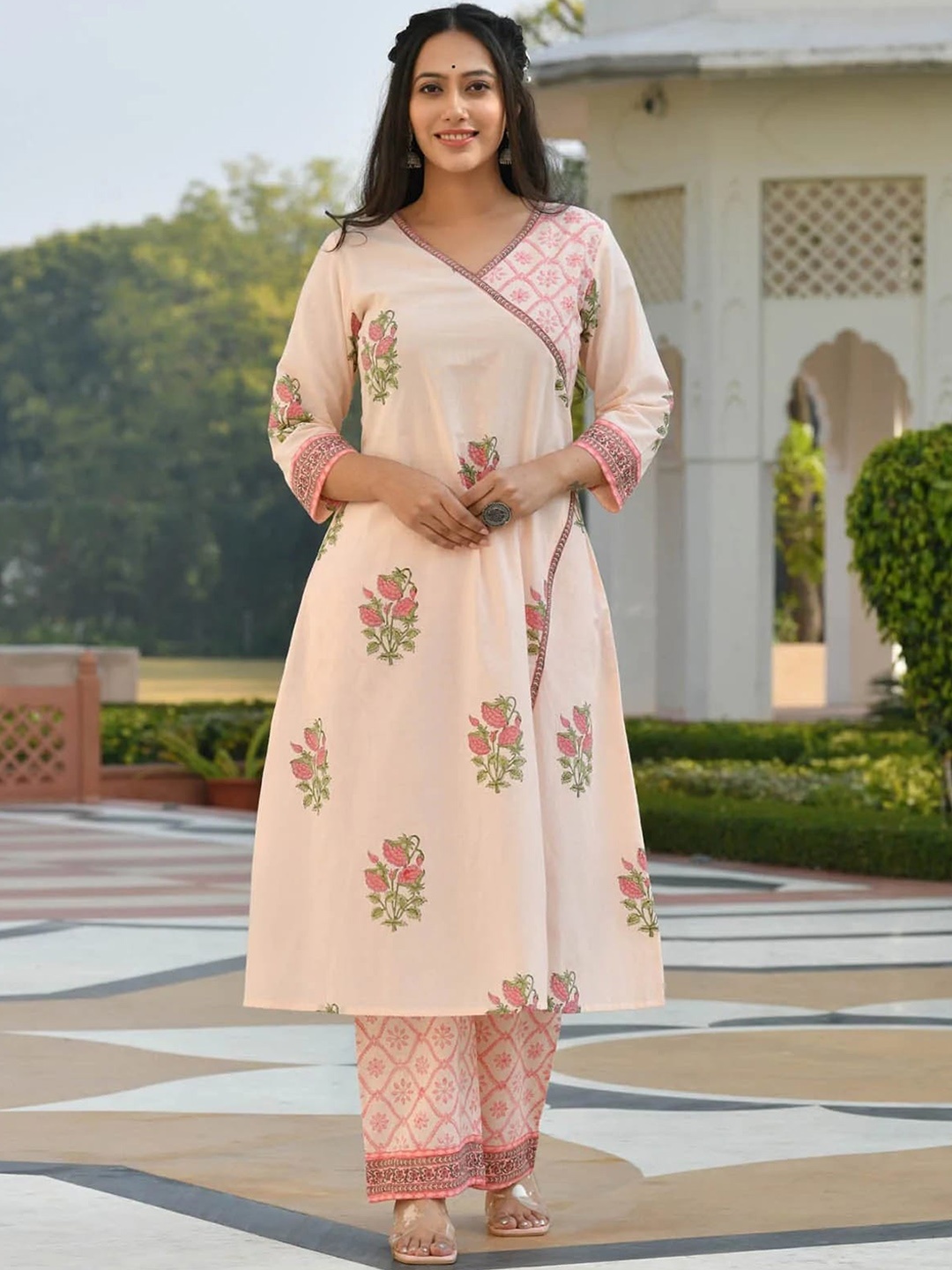 

Royal Export Floral Printed Kurta & Palazzos With Dupatta, Pink