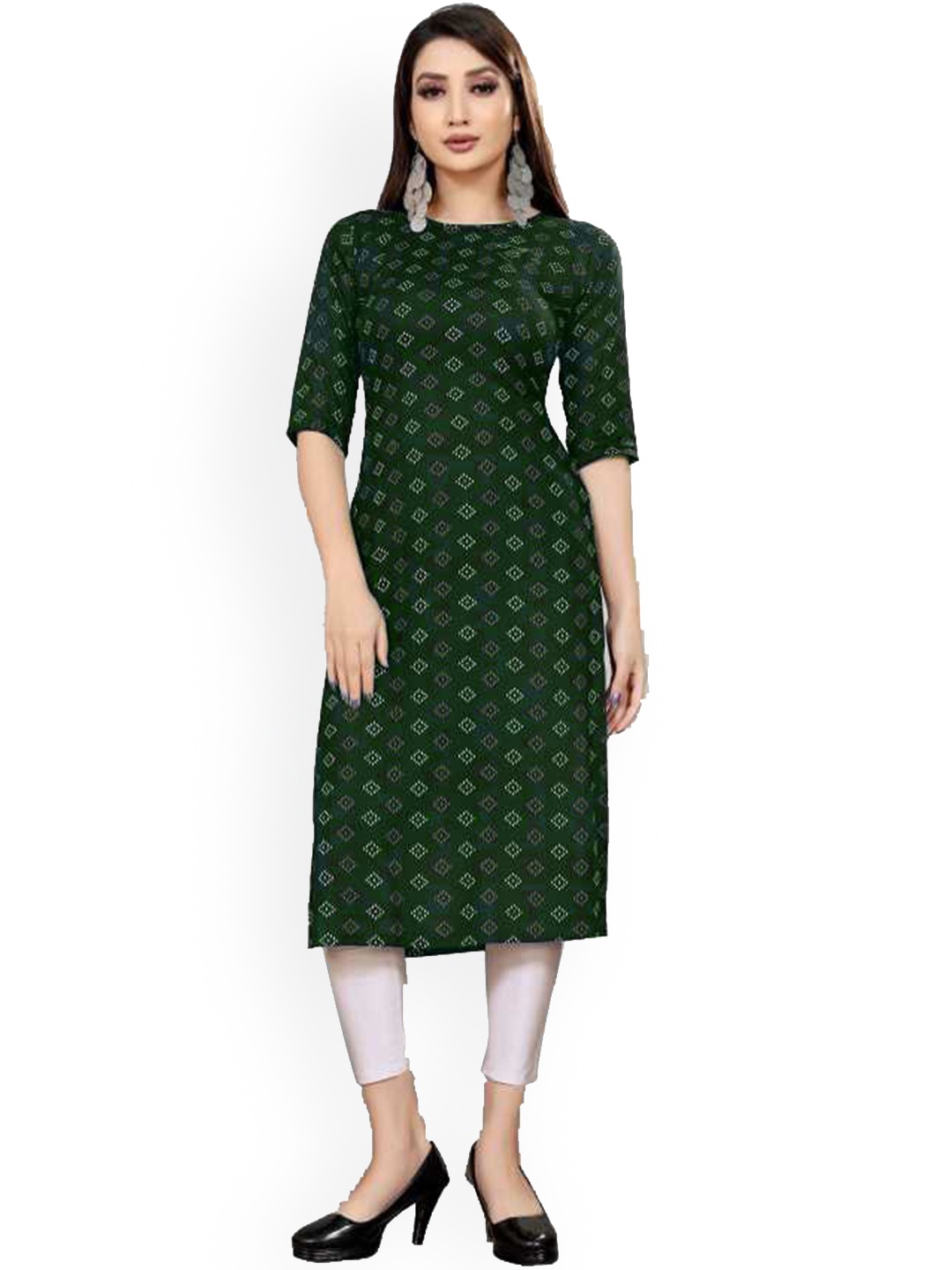 

Royal Export Ethnic Motifs Printed Straight Kurta, Green