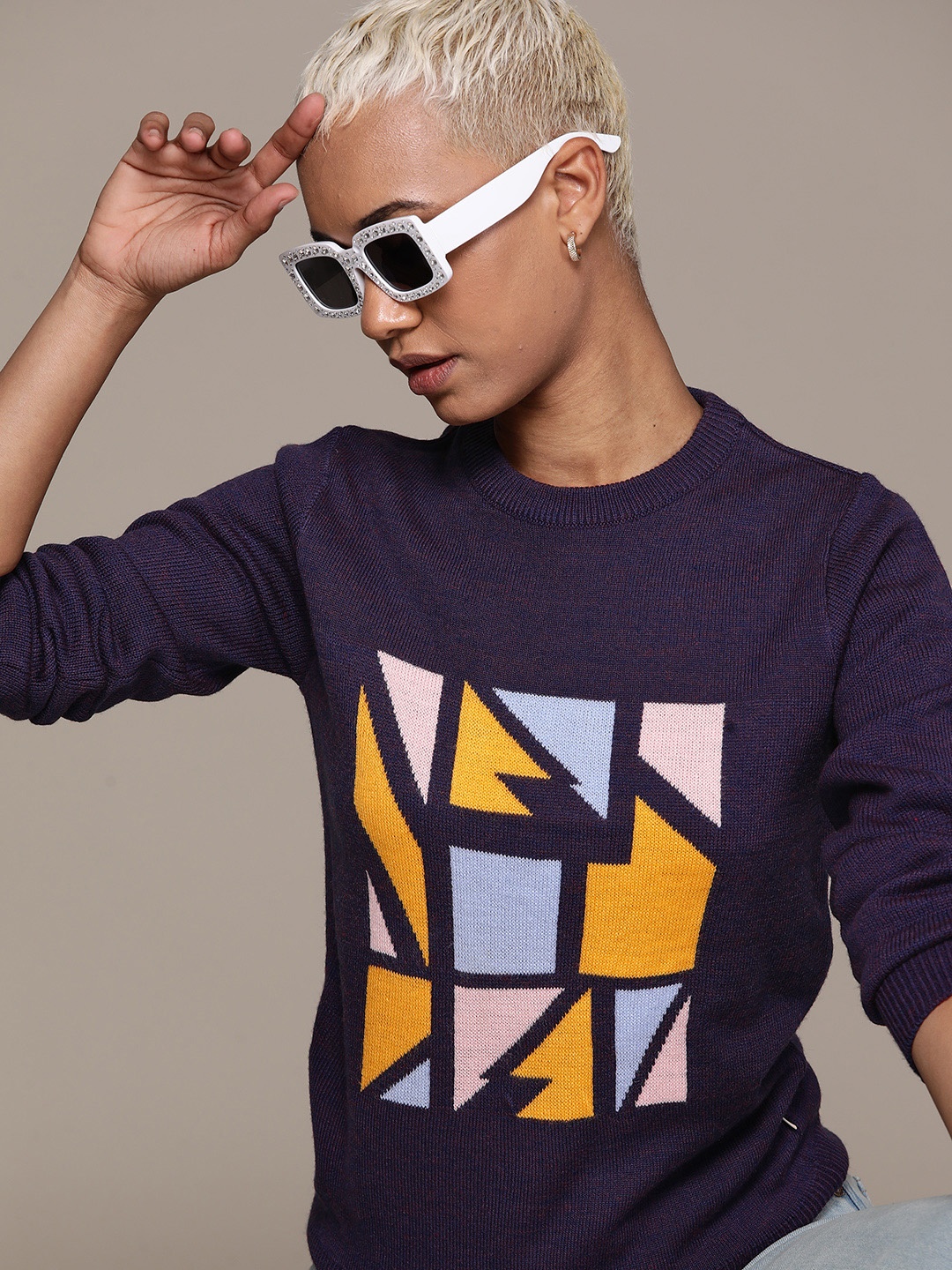 

Roadster Women Printed Pullover, Purple