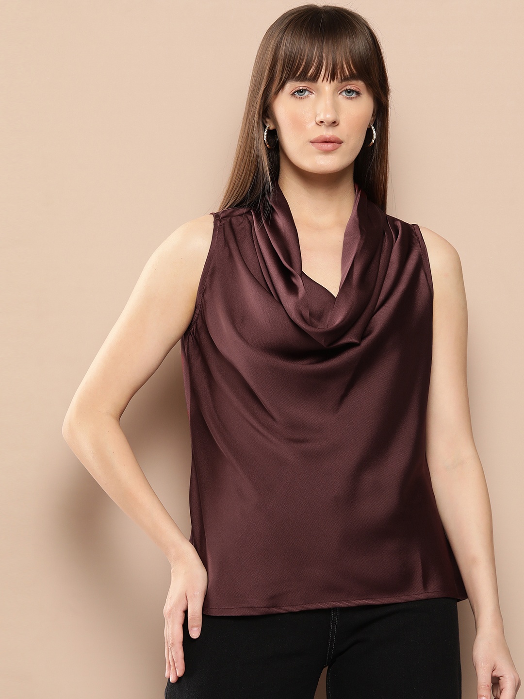 

Chemistry Cowl Neck Top, Brown