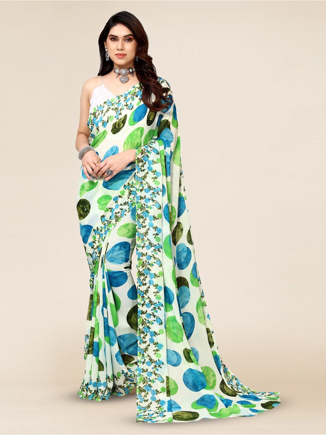 

ANAND SAREES Geometric Printed Saree, Blue