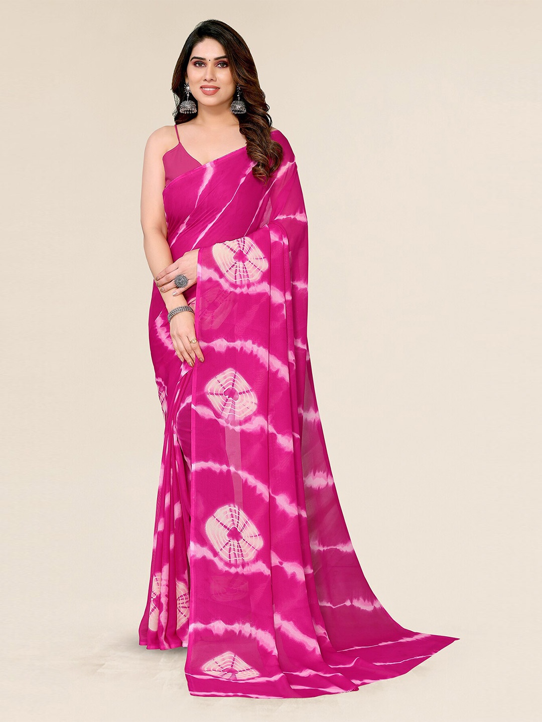 

ANAND SAREES Tie & Dye Dyed Saree, Pink