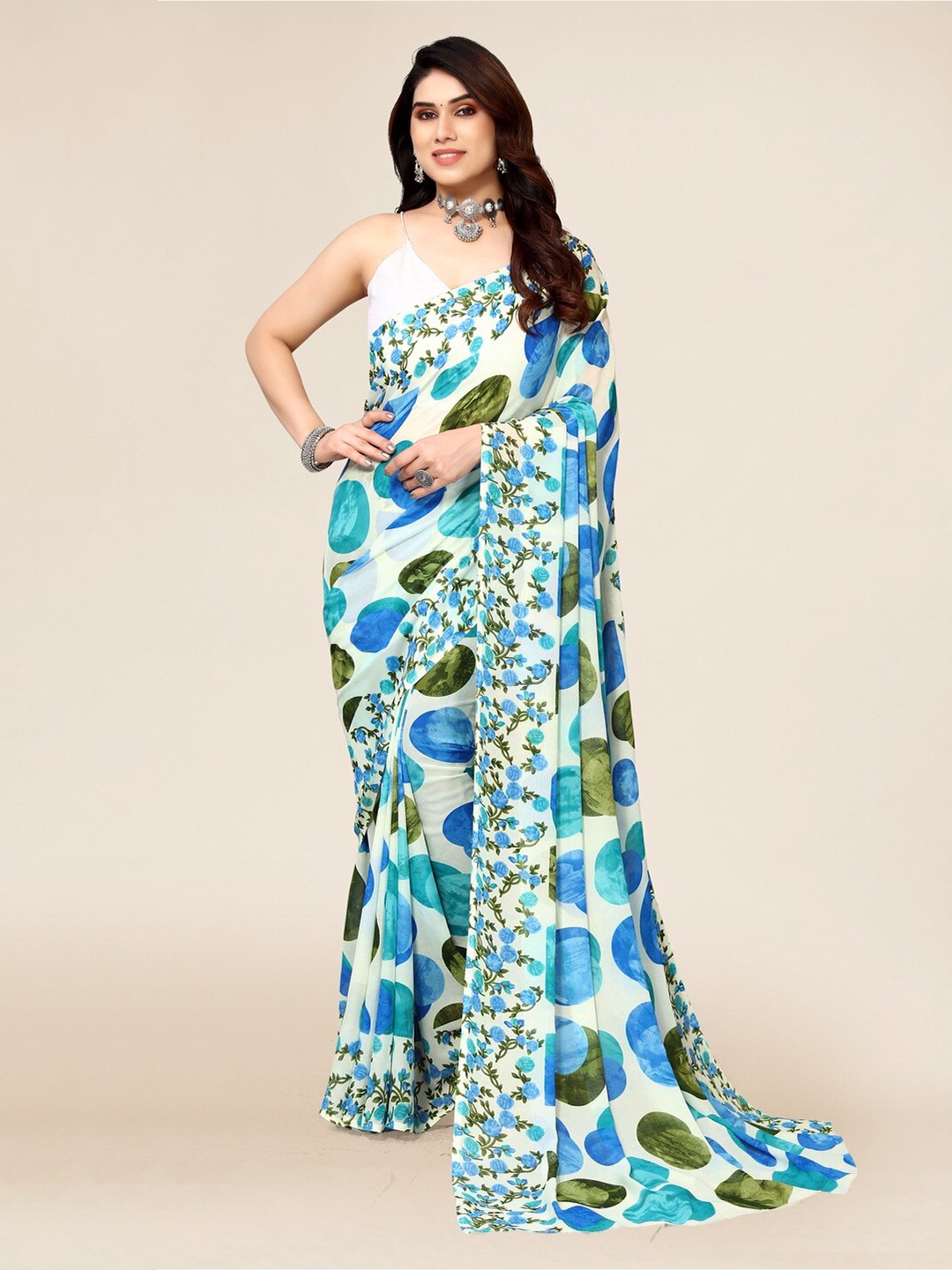 

ANAND SAREES Geometric Printed Saree, Blue