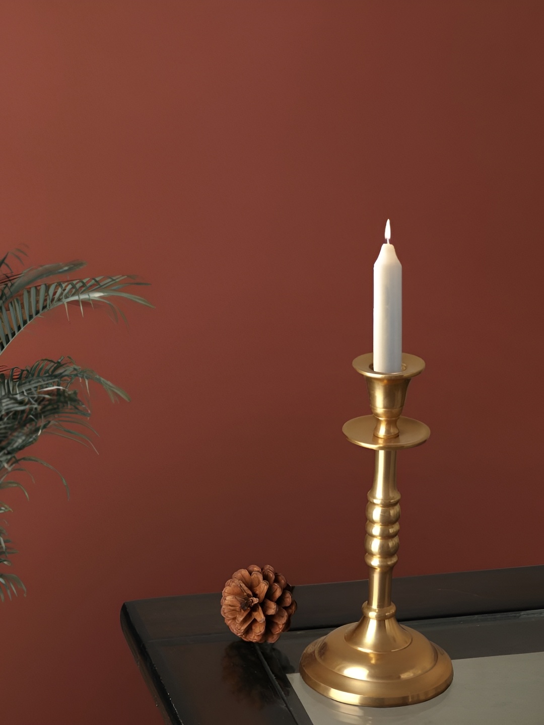 

Decor de Maison Gold Toned Textured Candle Holder, Silver