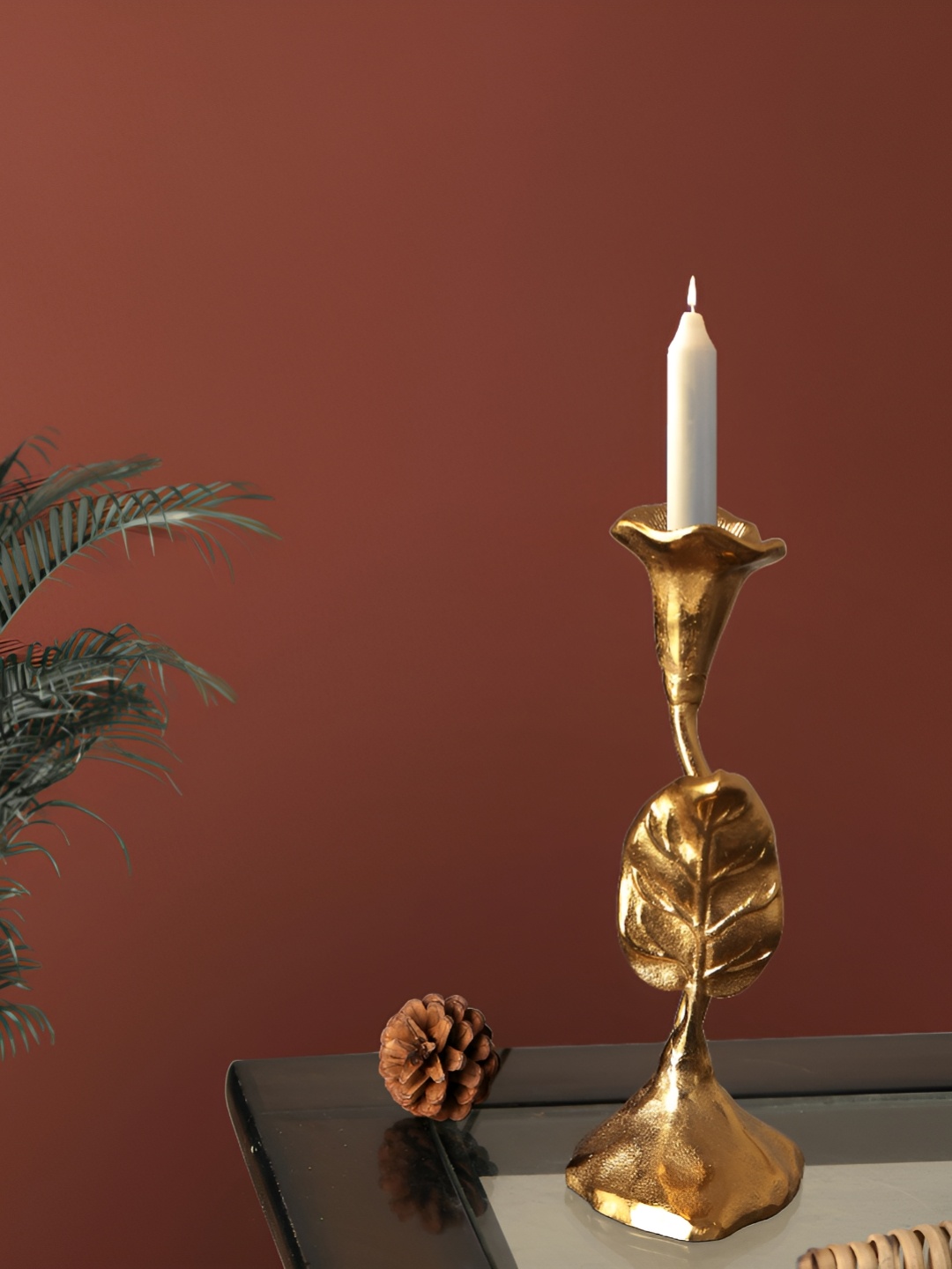 

Decor de Maison Gold Toned Textured Metal Candle Holder