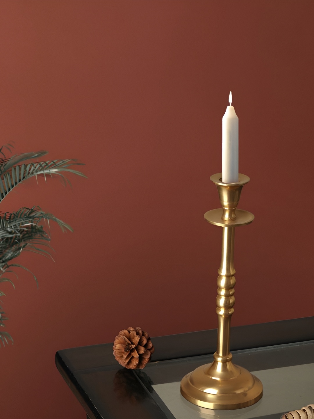

Decor de Maison Gold Toned Textured Metal Candle Holder, Silver