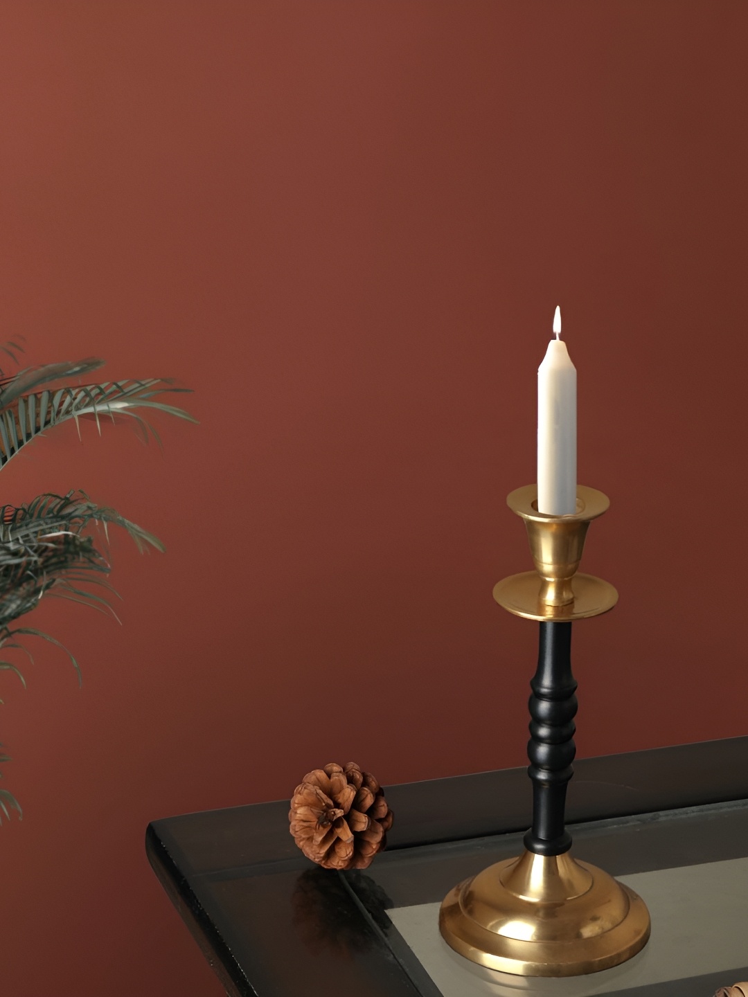 

Decor de Maison Black & Gold Toned Textured Metal Candle Holder