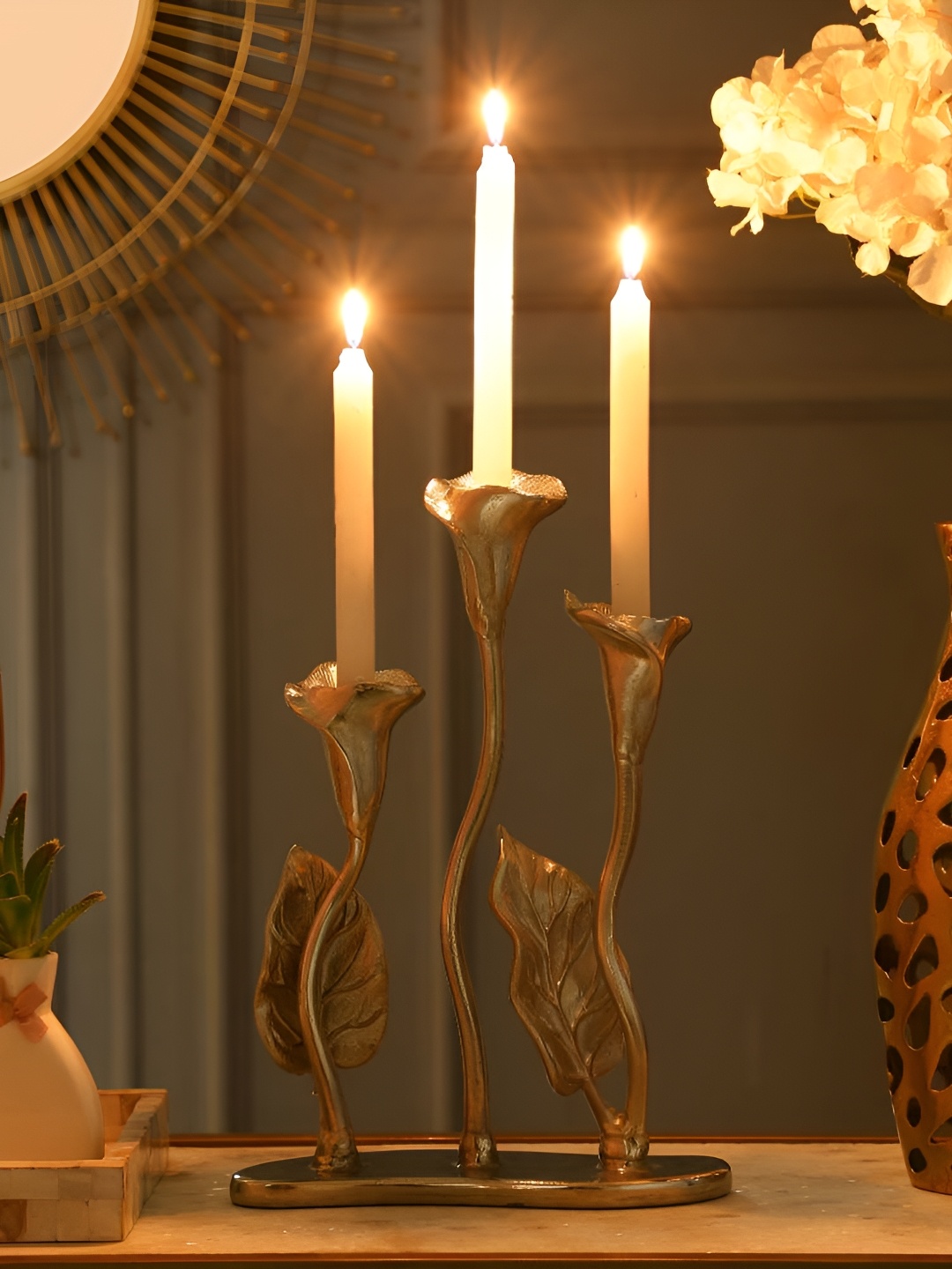 

Decor de Maison Silver Toned Textured Metal Candle Holder